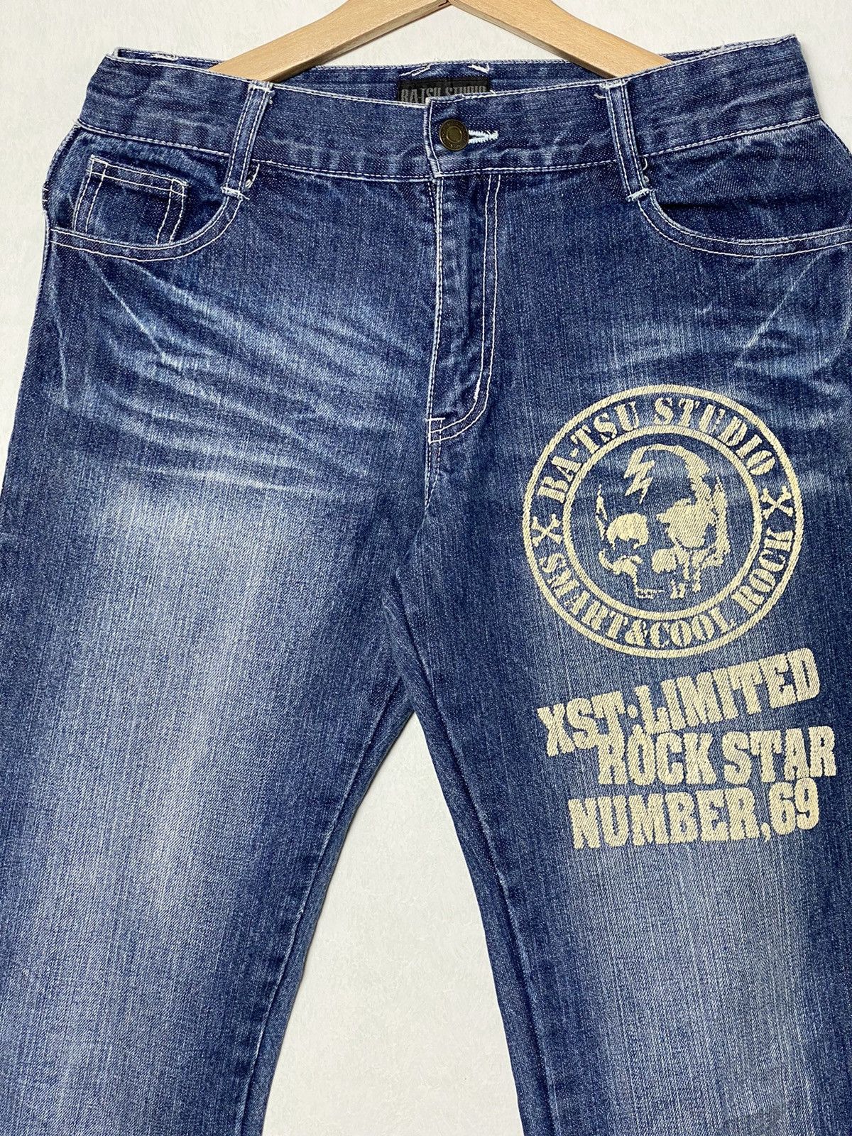 Japanese Brand Vintage Batsu Studio Skulls Denim Size US 30 / EU 46 - 3 Thumbnail