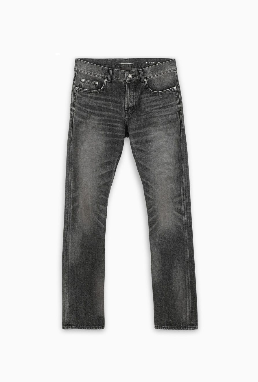 Pre-owned Saint Laurent D18 Jeans - Washed Black Denim In Black Grey