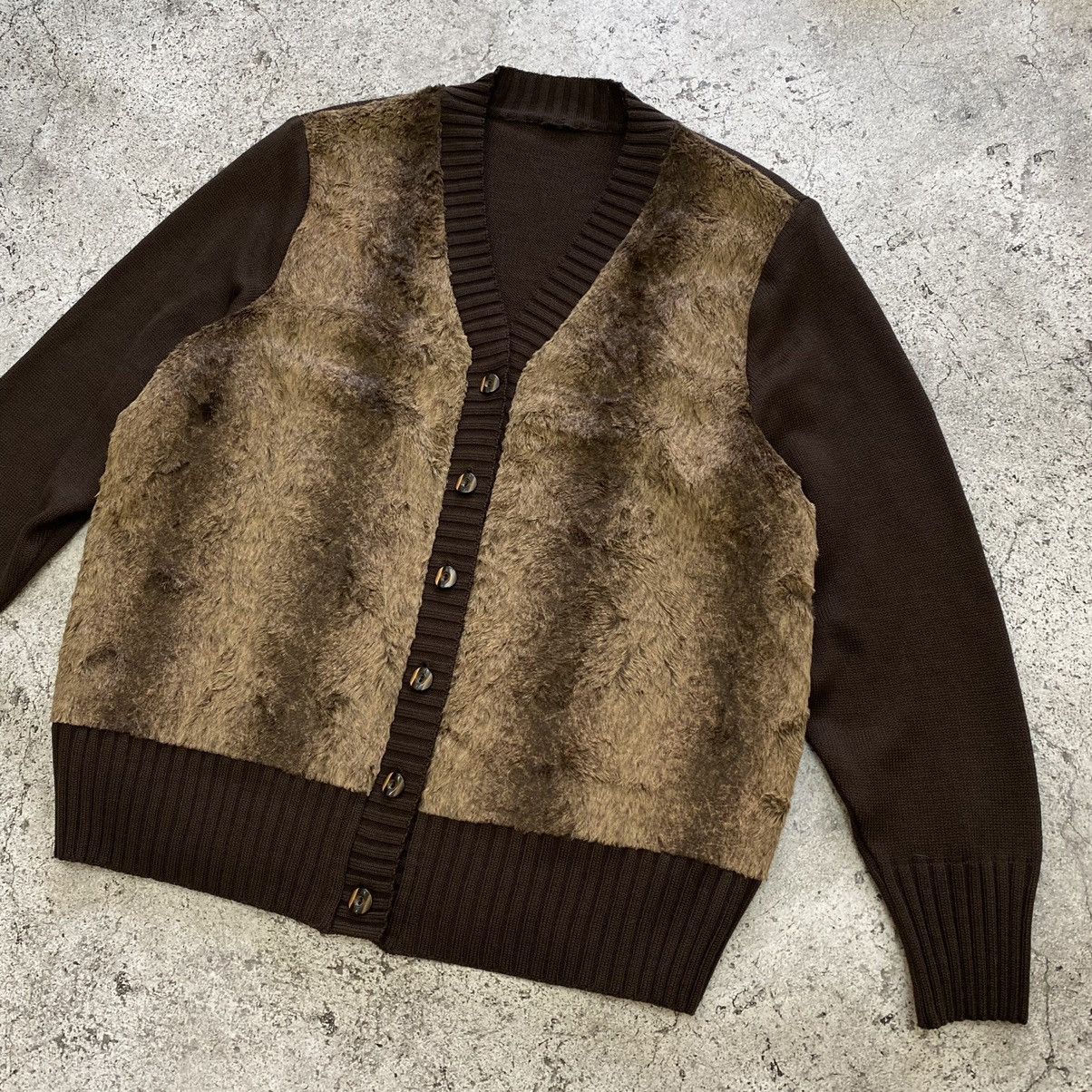 image of Archival Clothing x If Six Was Nine Fur Hooded Ifsixwasnine Lgb Style Cardigan Mohair Wool in Brown