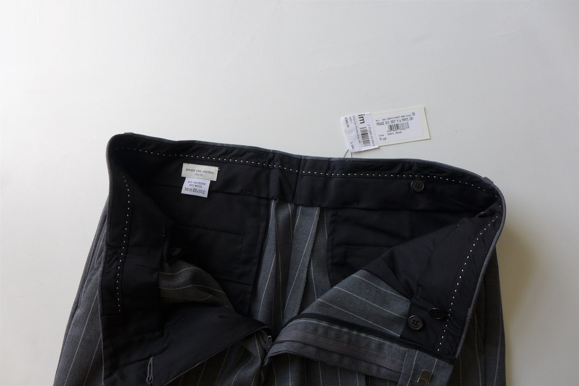 Dries Van Noten Dries Van Noten Prowse Trousers w/ Pouch -- Grey Pinstripe Size US 34 / EU 50 - 9 Thumbnail