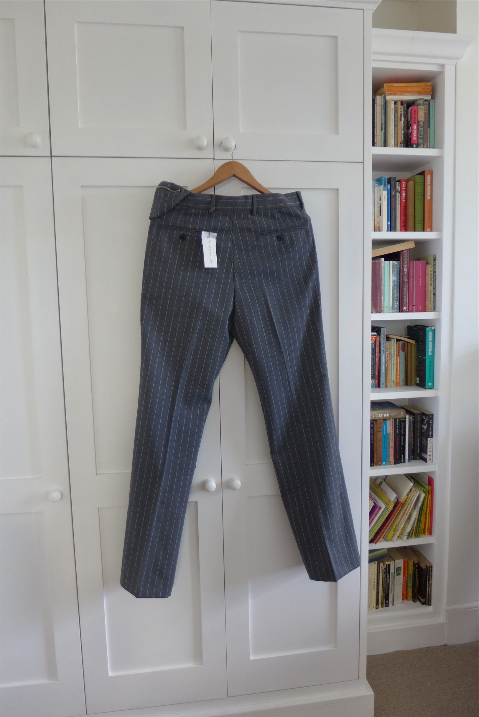 Dries Van Noten Dries Van Noten Prowse Trousers w/ Pouch -- Grey Pinstripe Size US 34 / EU 50 - 2 Thumbnail