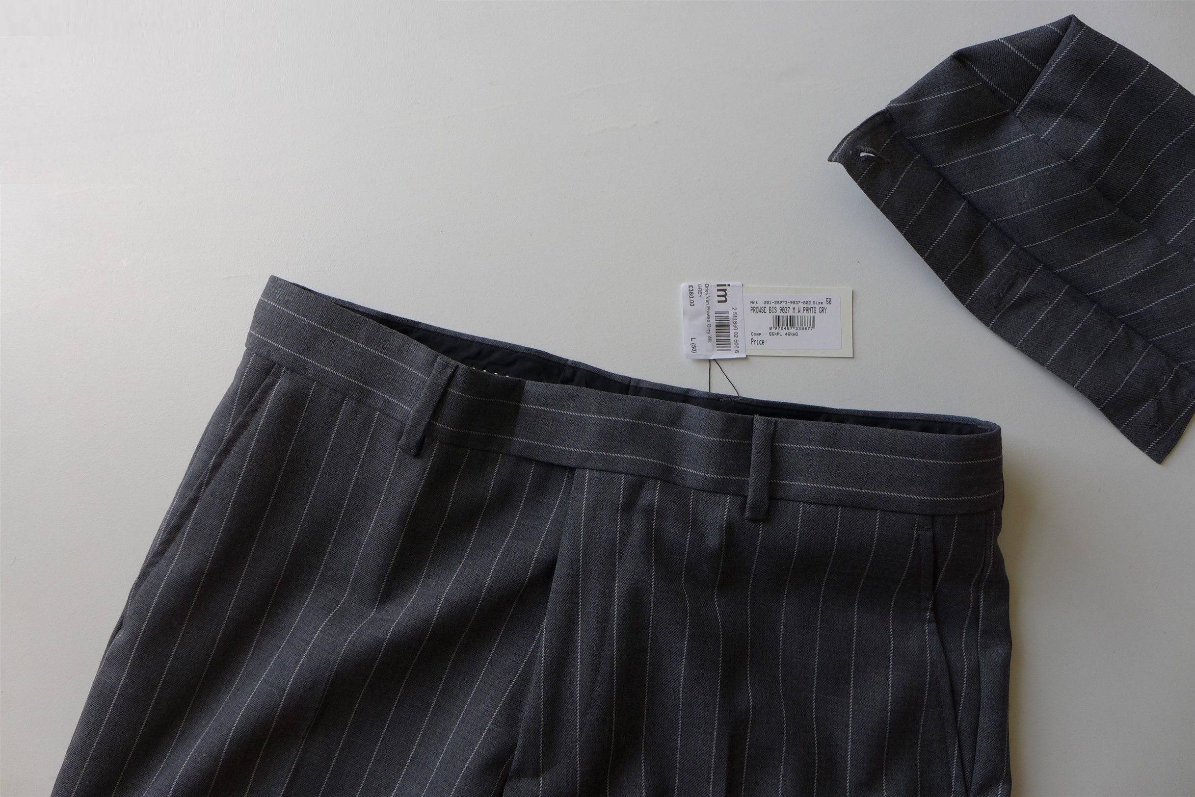 Dries Van Noten Dries Van Noten Prowse Trousers w/ Pouch -- Grey Pinstripe Size US 34 / EU 50 - 7 Thumbnail