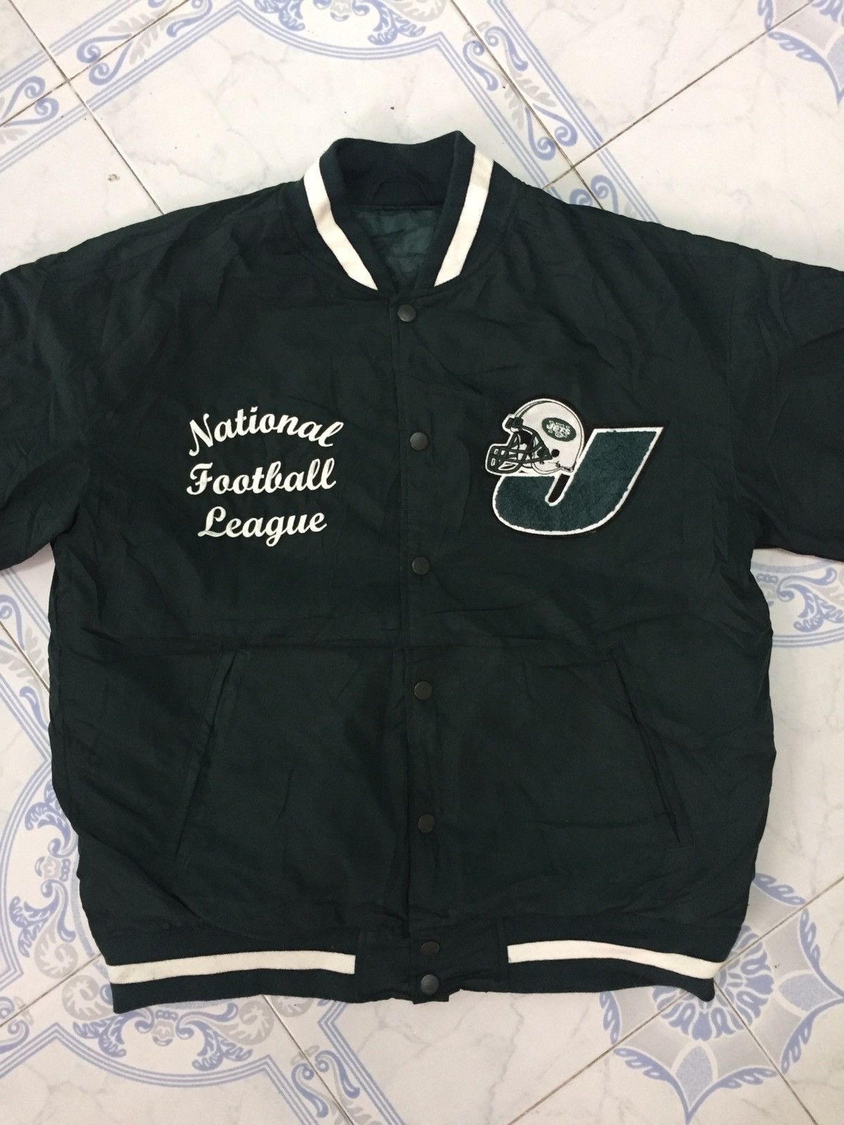NFL Big Spellout New York Jets NFL Varsity Style Jacket Size US L / EU 52-54 / 3 - 3 Thumbnail