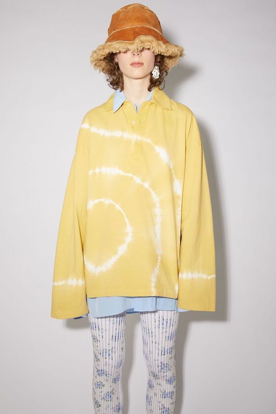 image of Acne Studios Tie Dye Polo Shirt in Yellow, Women's (Size Small)