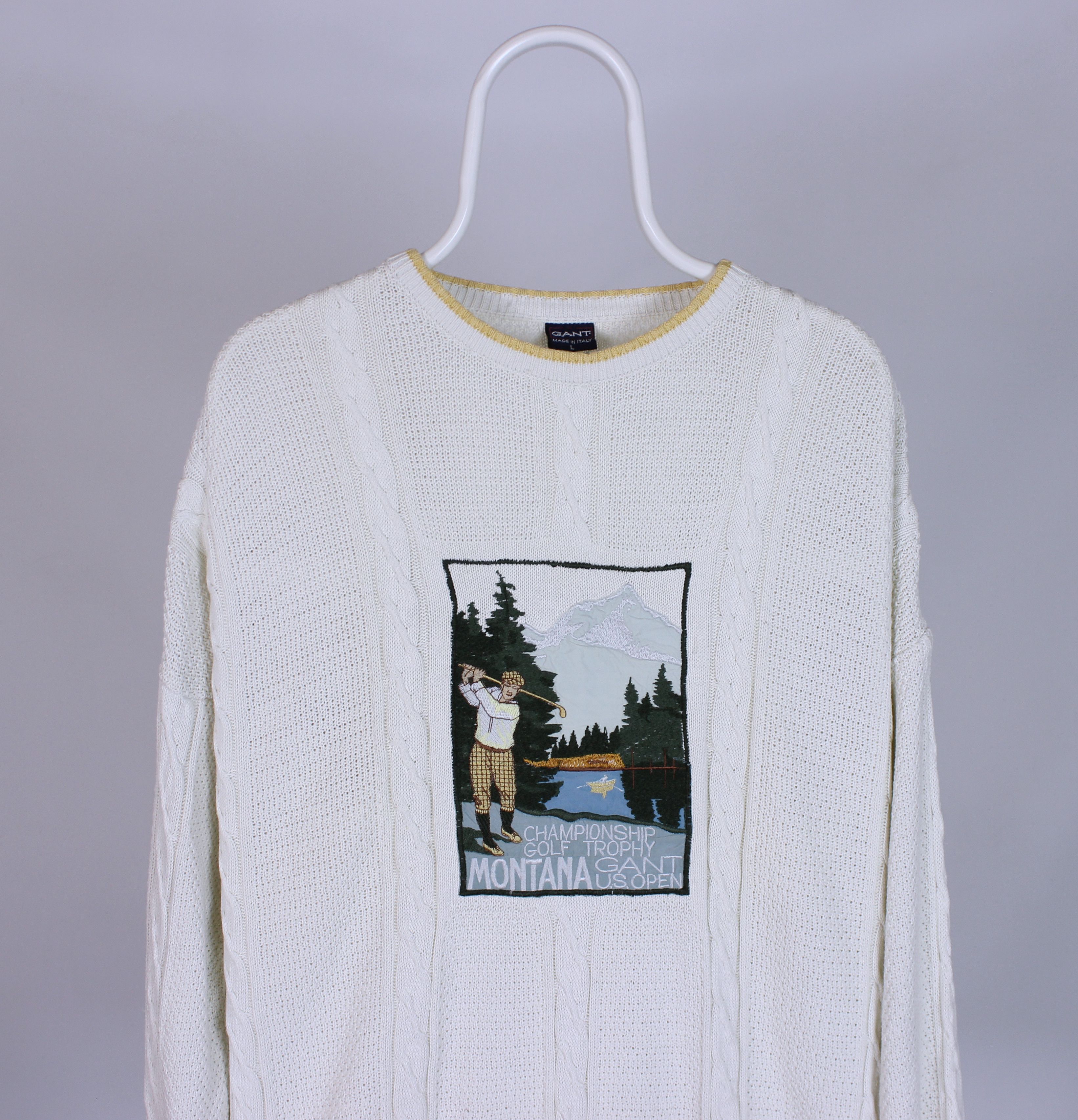 Gant G.A.N.T Gant vintage sweater big logo golf rarity cream L XL Size US L / EU 52-54 / 3 - 1 Thumbnail