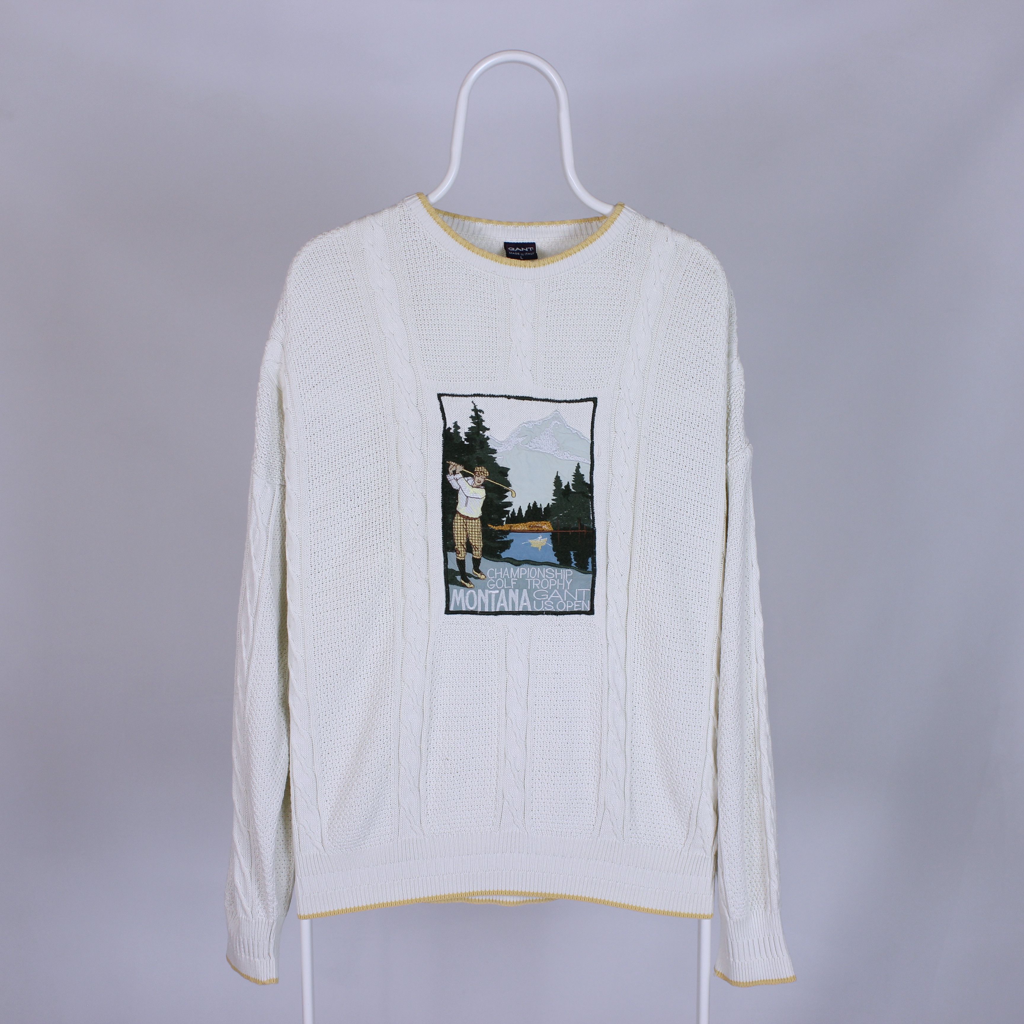 Gant G.A.N.T Gant vintage sweater big logo golf rarity cream L XL Size US L / EU 52-54 / 3 - 3 Thumbnail