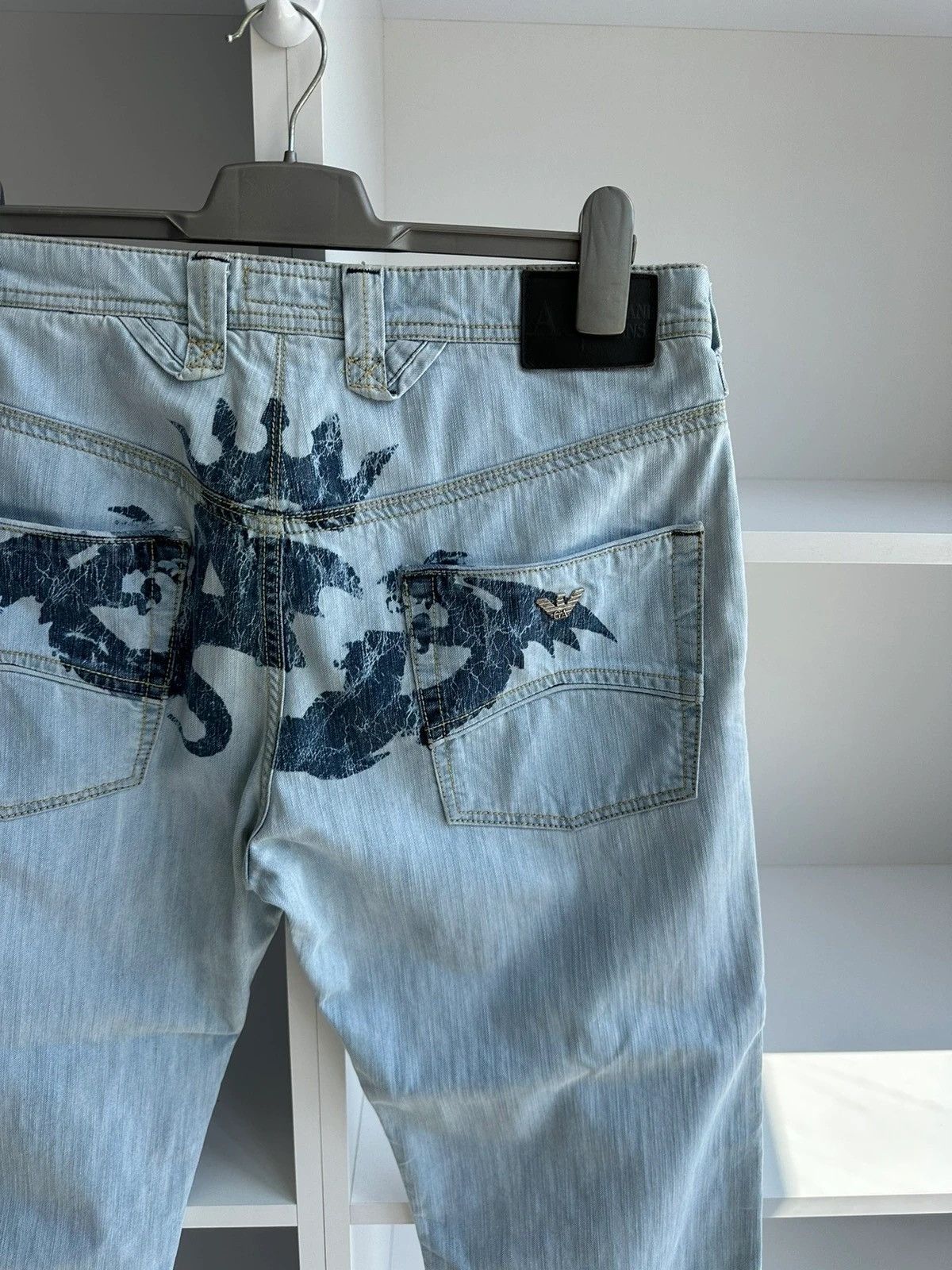 Armani × Japanese Brand × Vintage Vintage Armani Jeans Acid Dragon Denim Pants Size US 34 / EU 50 - 3 Thumbnail