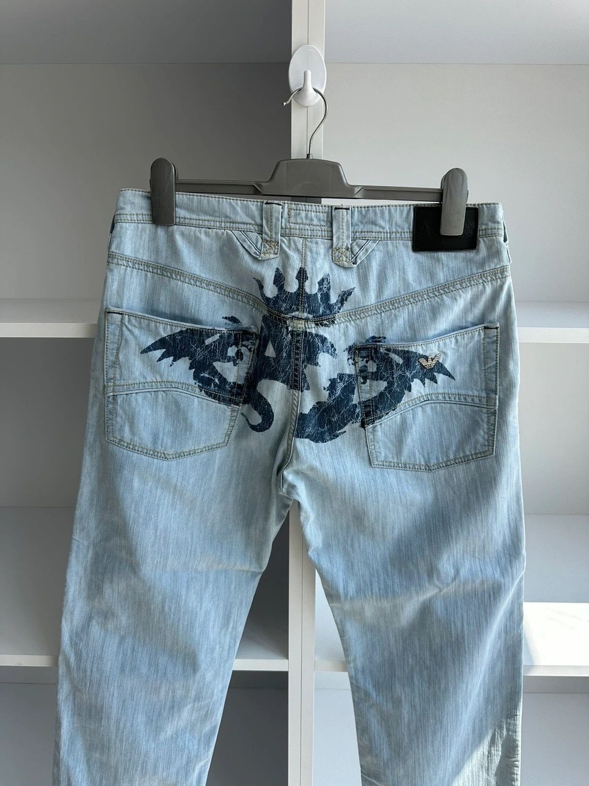 Armani × Japanese Brand × Vintage Vintage Armani Jeans Acid Dragon Denim Pants Size US 34 / EU 50 - 2 Thumbnail