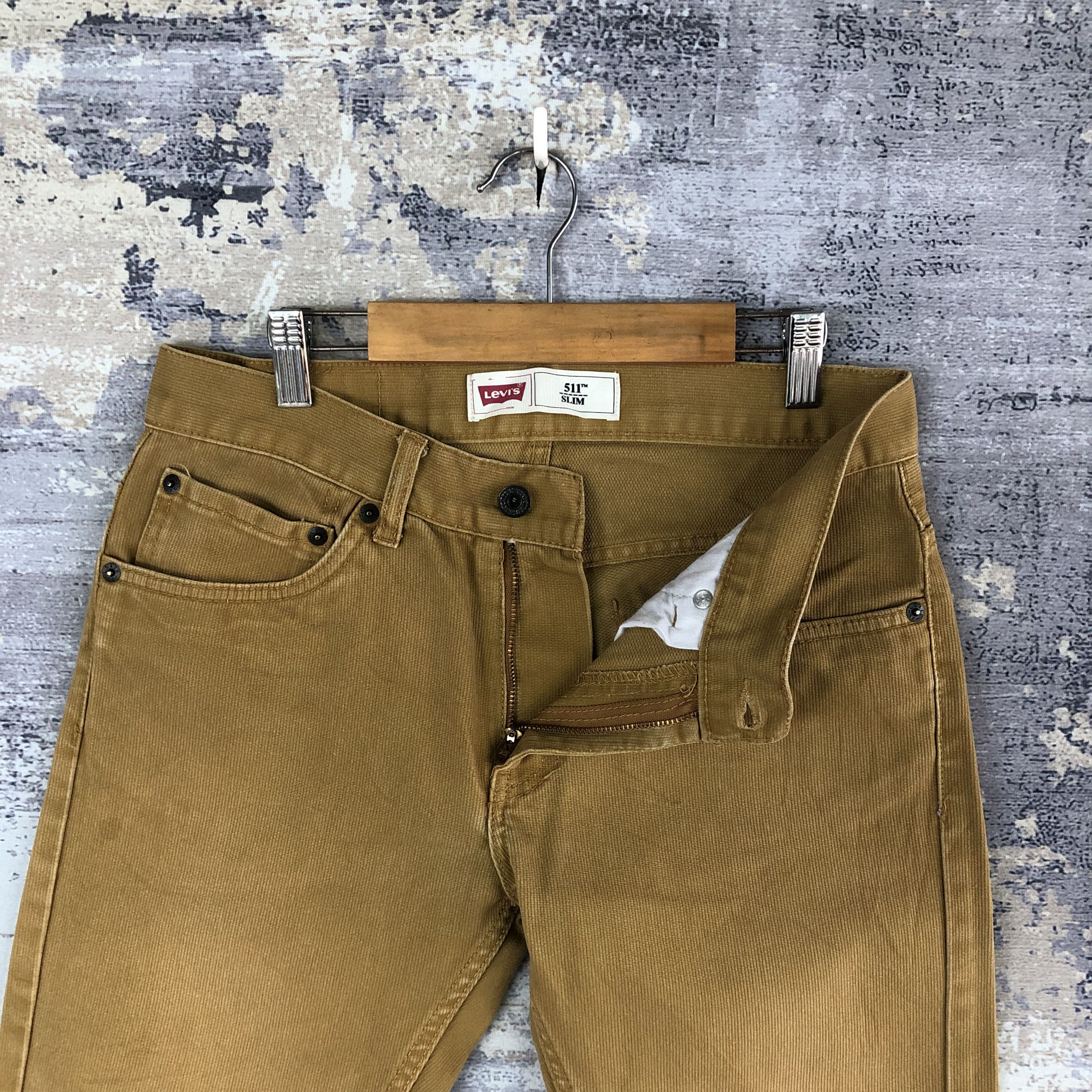 Jean Vintage Levis Jeans Mustard Brown Levi's 511 Skinny Denim Size 28" / US 6 / IT 42 - 6 Thumbnail