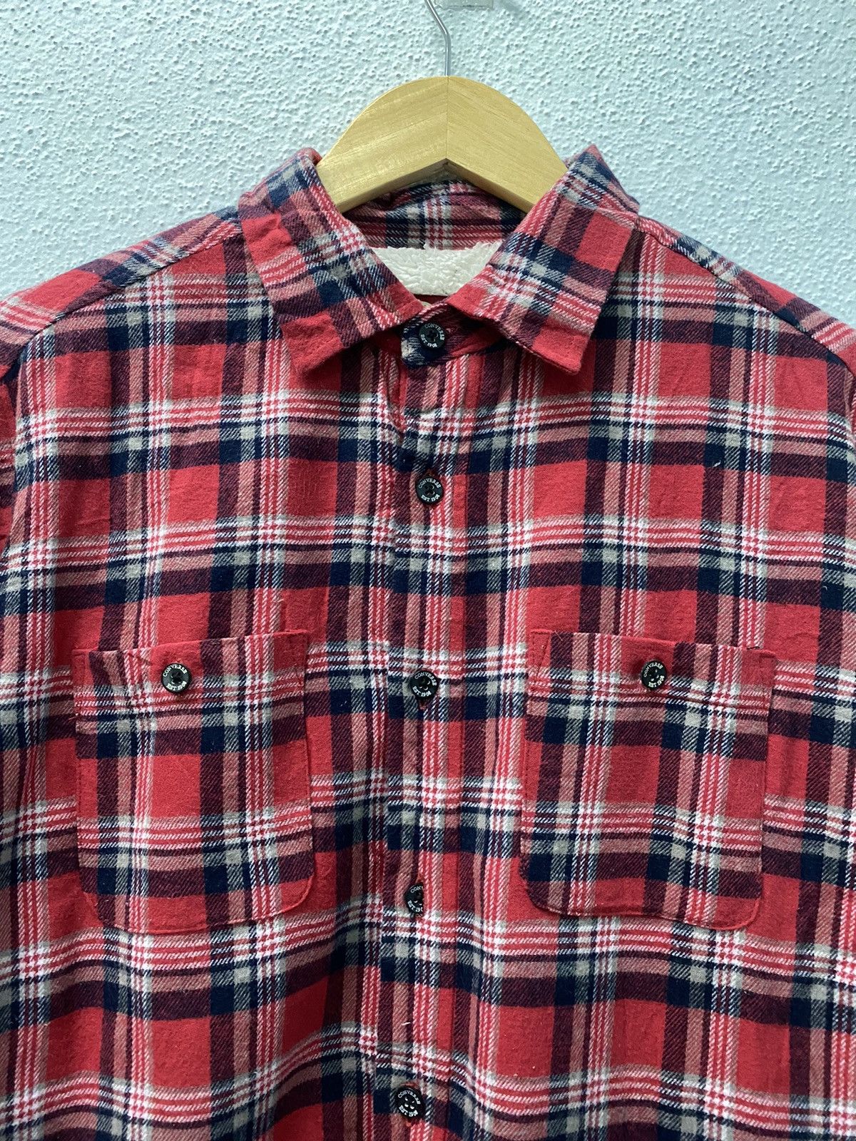 Converse × Flannel × Vintage Vintage Converse Fleece Plaid Flannel Travis Style Size US L / EU 52-54 / 3 - 3 Thumbnail