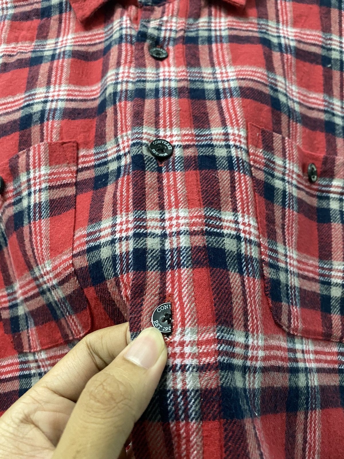Converse × Flannel × Vintage Vintage Converse Fleece Plaid Flannel Travis Style Size US L / EU 52-54 / 3 - 5 Thumbnail