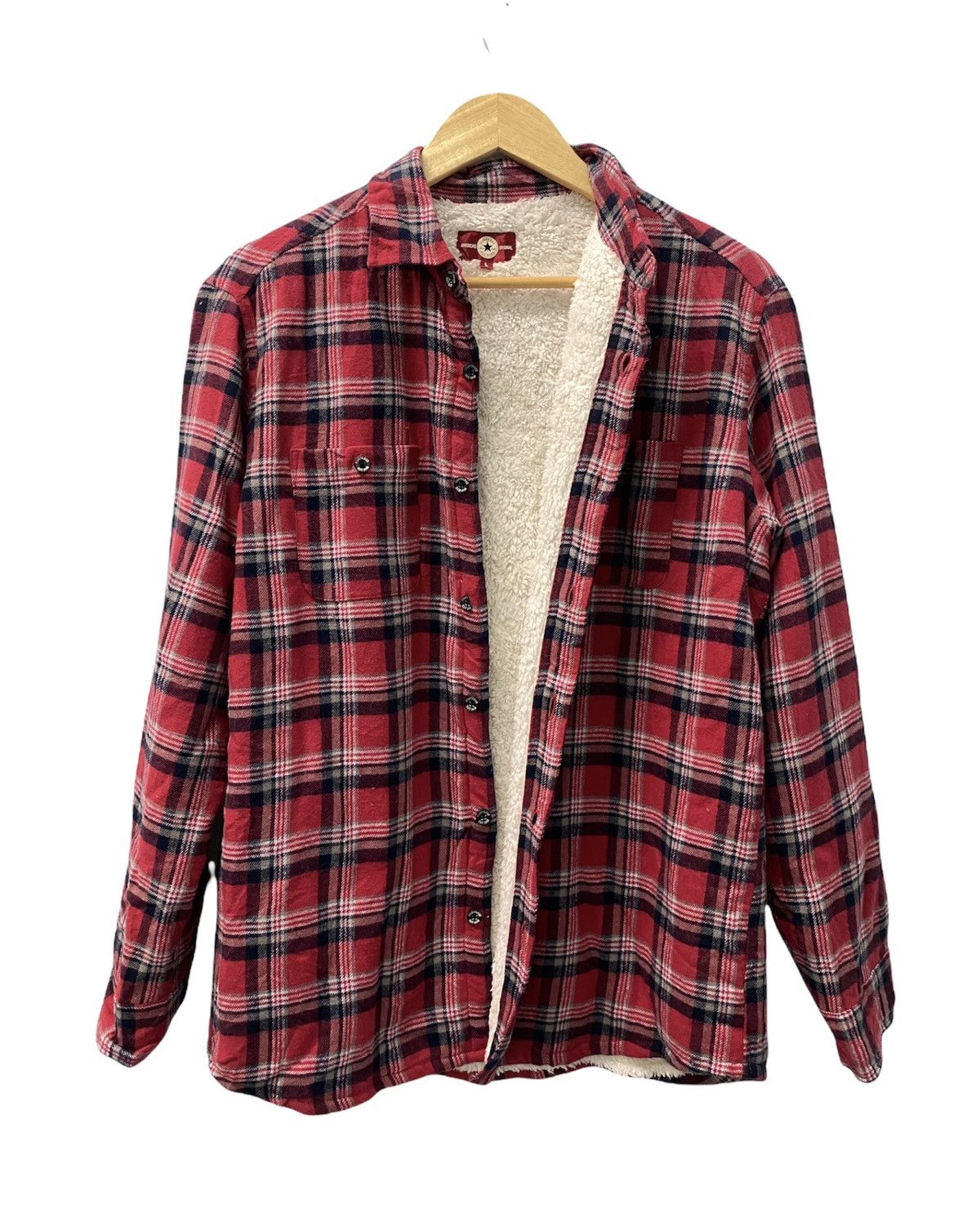 Converse × Flannel × Vintage Vintage Converse Fleece Plaid Flannel Travis Style Size US L / EU 52-54 / 3 - 1 Thumbnail