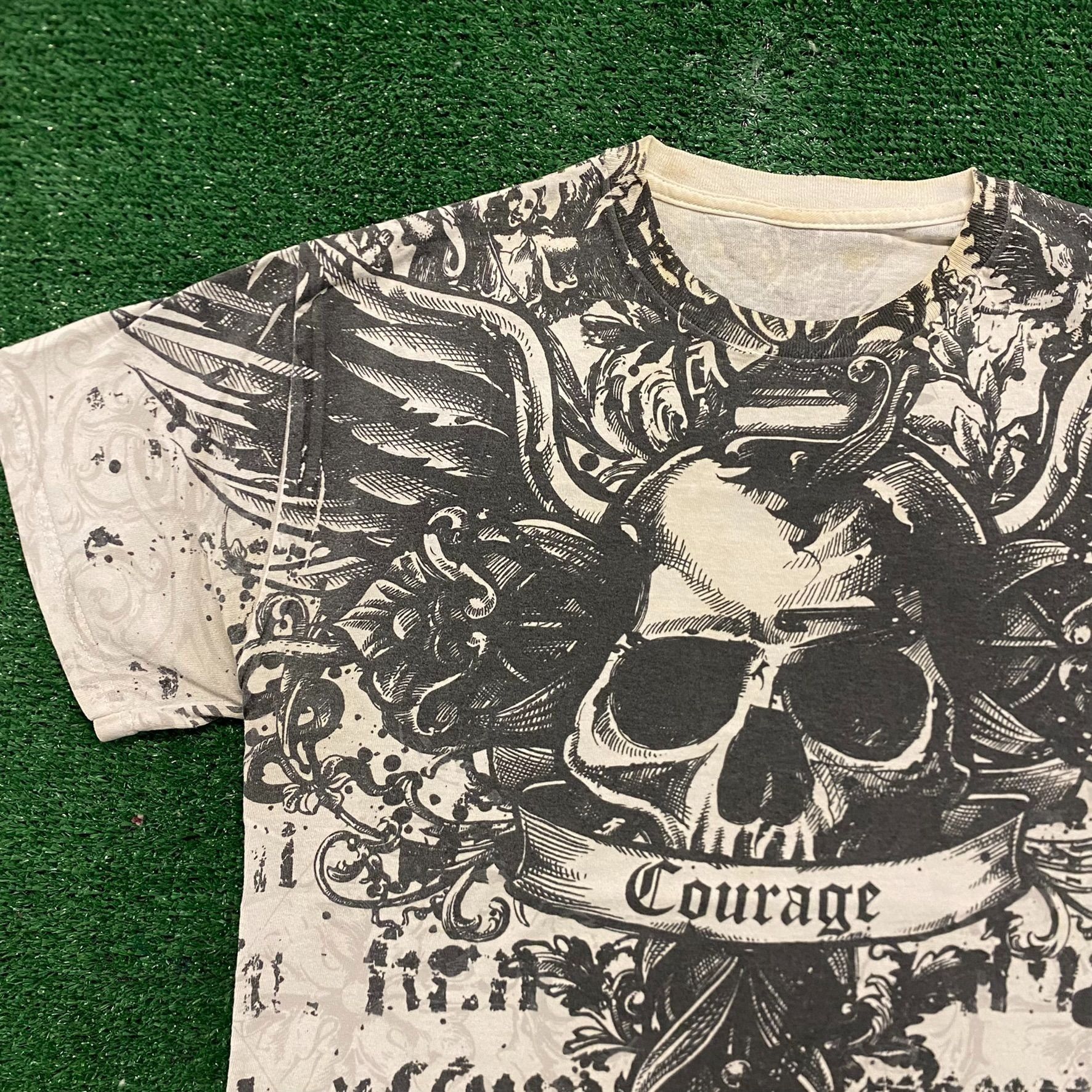 Vintage Crazy Vintage Y2K Cyber Winged Skull Goth Punk AOP T-Shirt Size US M / EU 48-50 / 2 - 3 Thumbnail
