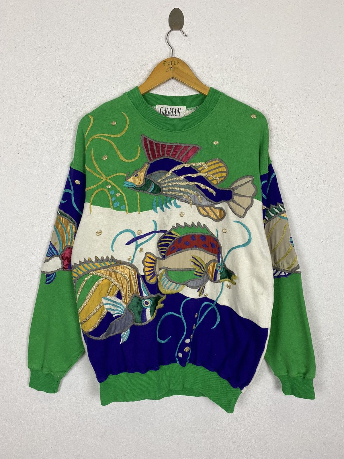 Vintage VINTAGE GAGMAN FISH EMBRODEREY SWEATER NICE DESIGN Size US L / EU 52-54 / 3 - 2 Thumbnail