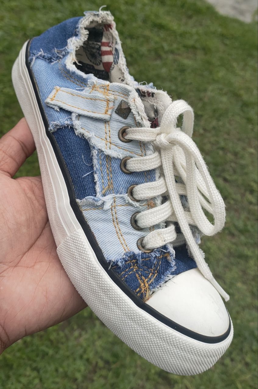 Japanese Brand ❎ Radeo crown Denim Patchwork Sneaker Size US 8 / IT 38 - 4 Thumbnail