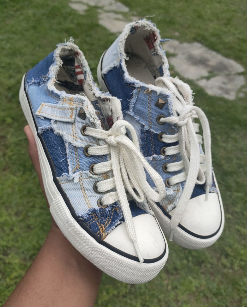 Japanese Brand ❎ Radeo crown Denim Patchwork Sneaker Size US 8 / IT 38 - 1 Thumbnail