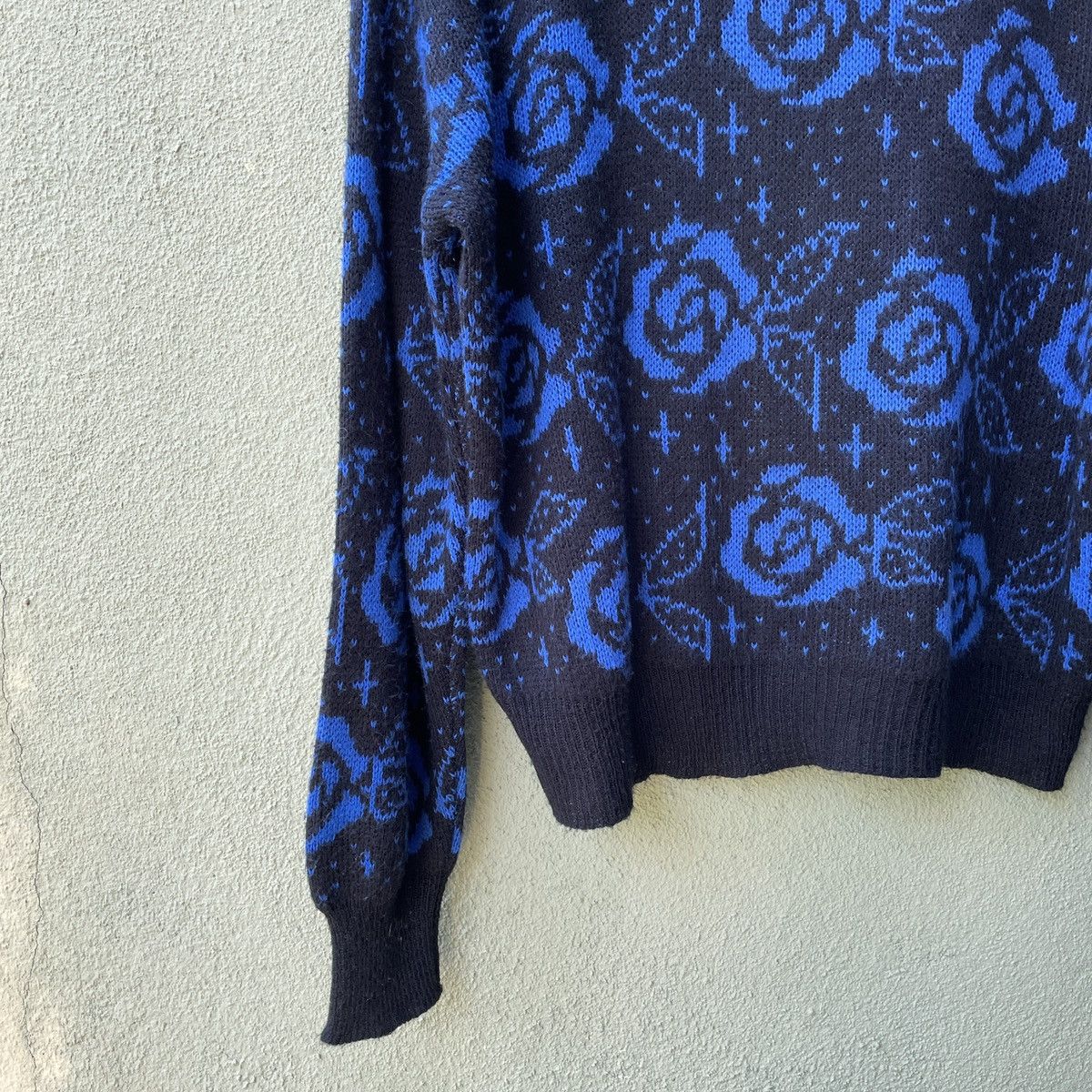 Aran Isles Knitwear Japanese Vintage Flower Blue/Black Button Cardigan Knitwear Size US L / EU 52-54 / 3 - 6 Thumbnail