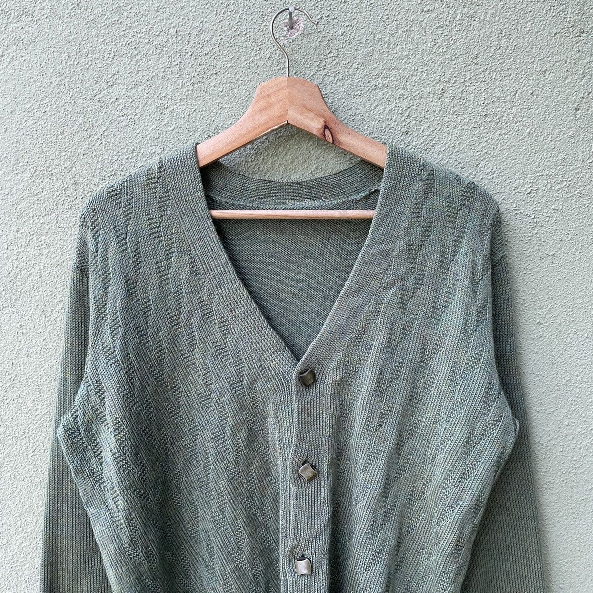 Aran Isles Knitwear Japanese Vintage Kurt Cobain Style Green Cardigan Knitwear Size US M / EU 48-50 / 2 - 3 Thumbnail
