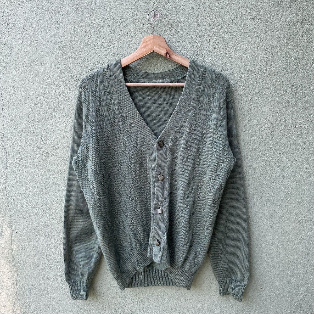 Aran Isles Knitwear Japanese Vintage Kurt Cobain Style Green Cardigan Knitwear Size US M / EU 48-50 / 2 - 1 Thumbnail