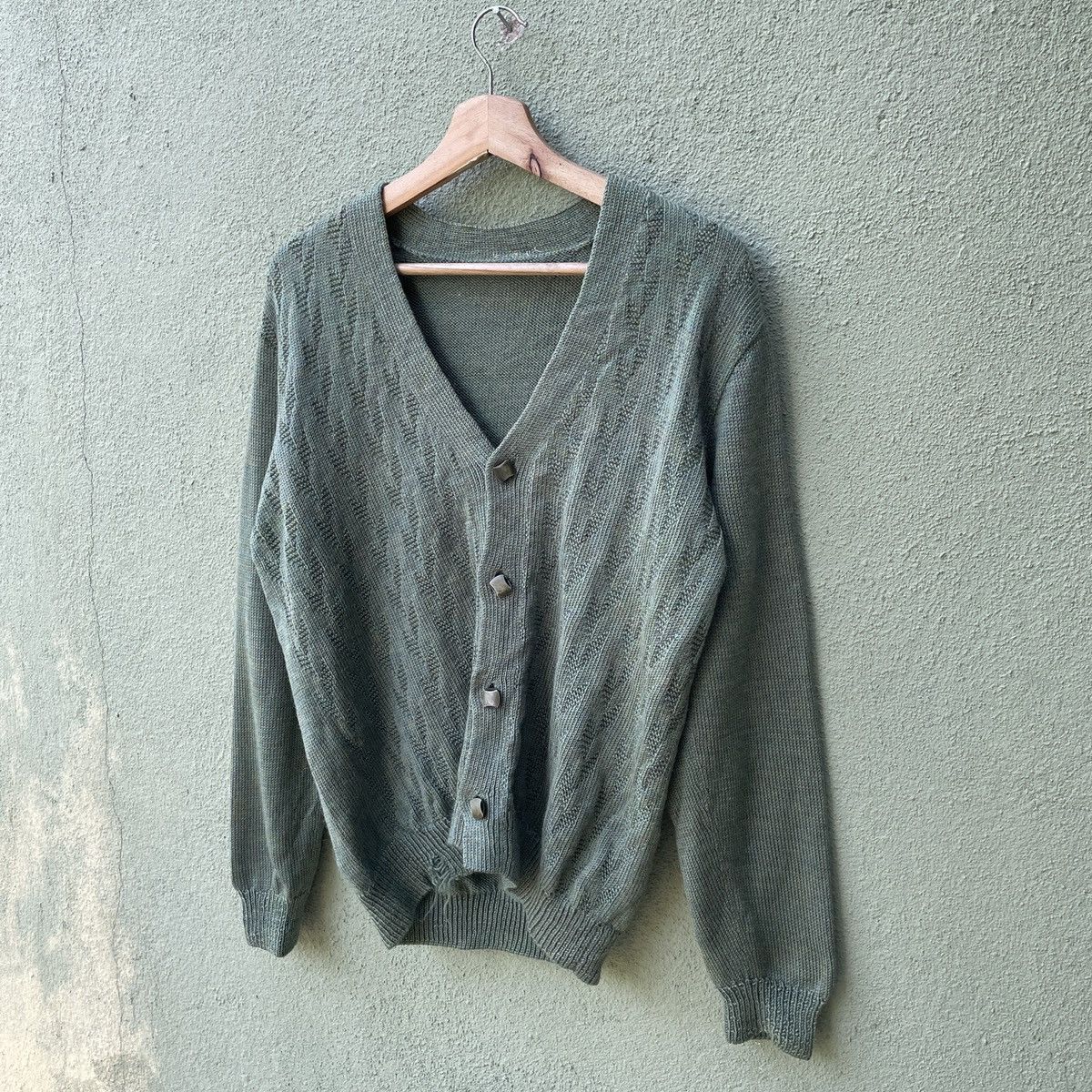 Aran Isles Knitwear Japanese Vintage Kurt Cobain Style Green Cardigan Knitwear Size US M / EU 48-50 / 2 - 2 Thumbnail