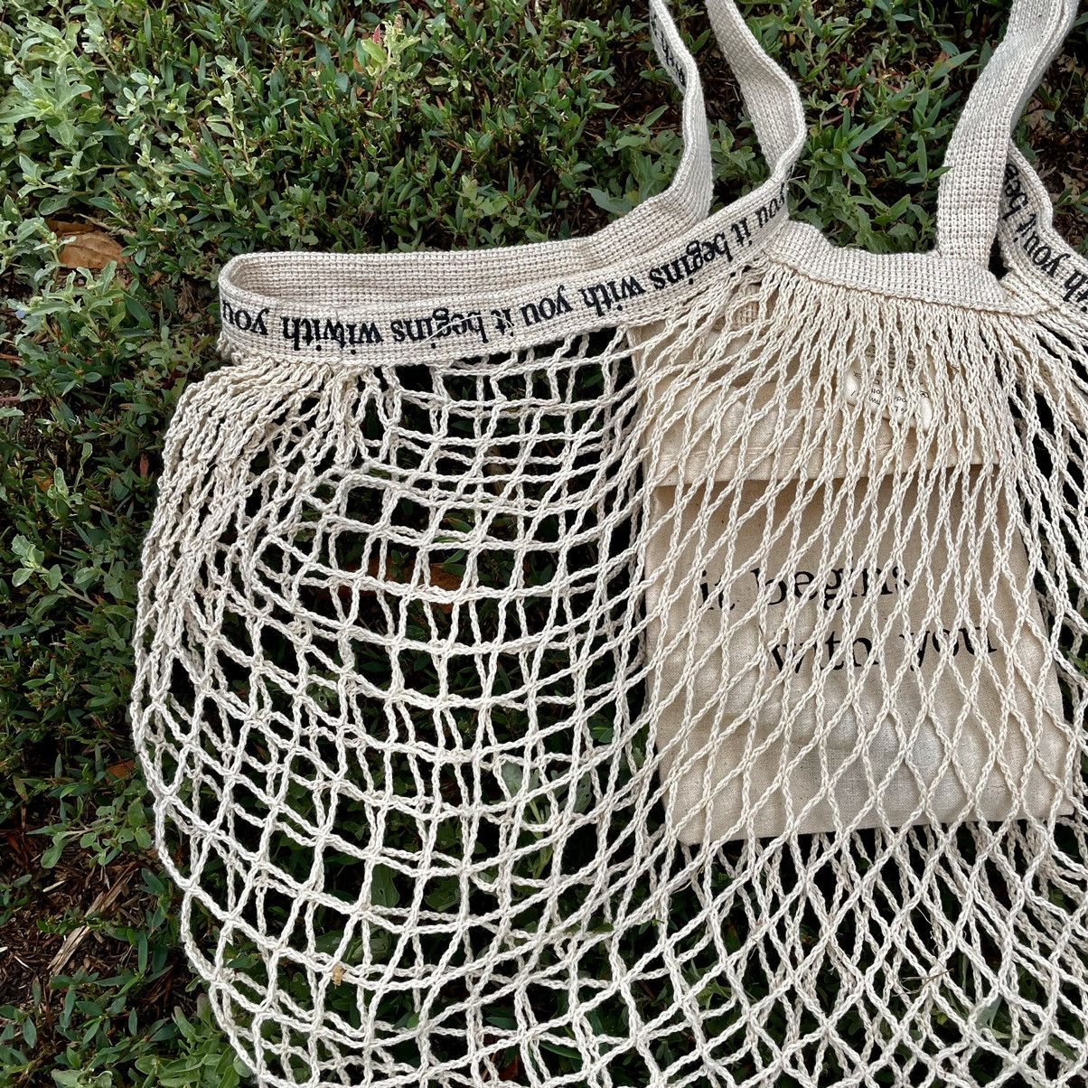 Vintage Vintage Y2K Cream Mesh Net Shopper Tote Bag Streetwear OS Size ONE SIZE - 3 Thumbnail
