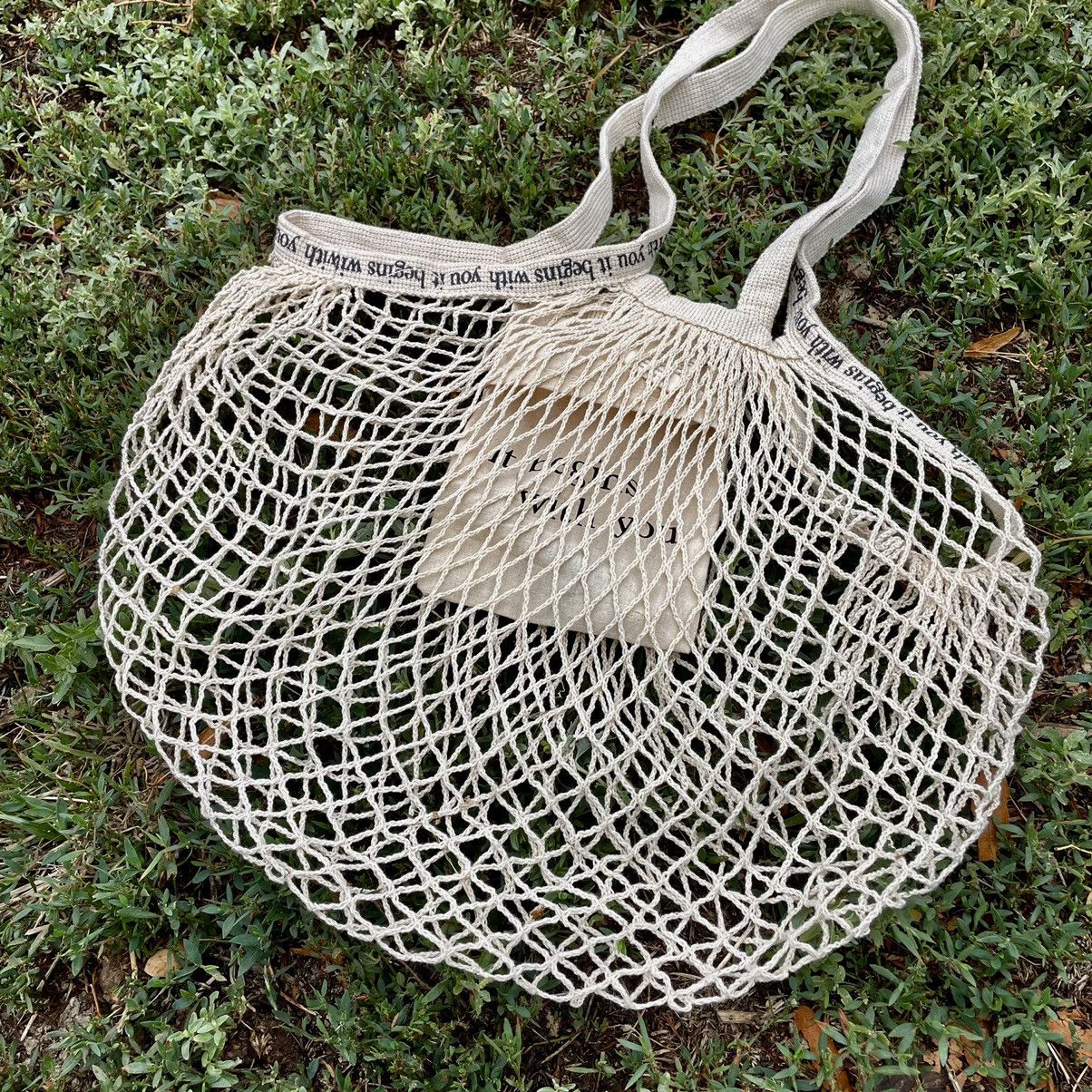 Vintage Vintage Y2K Cream Mesh Net Shopper Tote Bag Streetwear OS Size ONE SIZE - 2 Thumbnail
