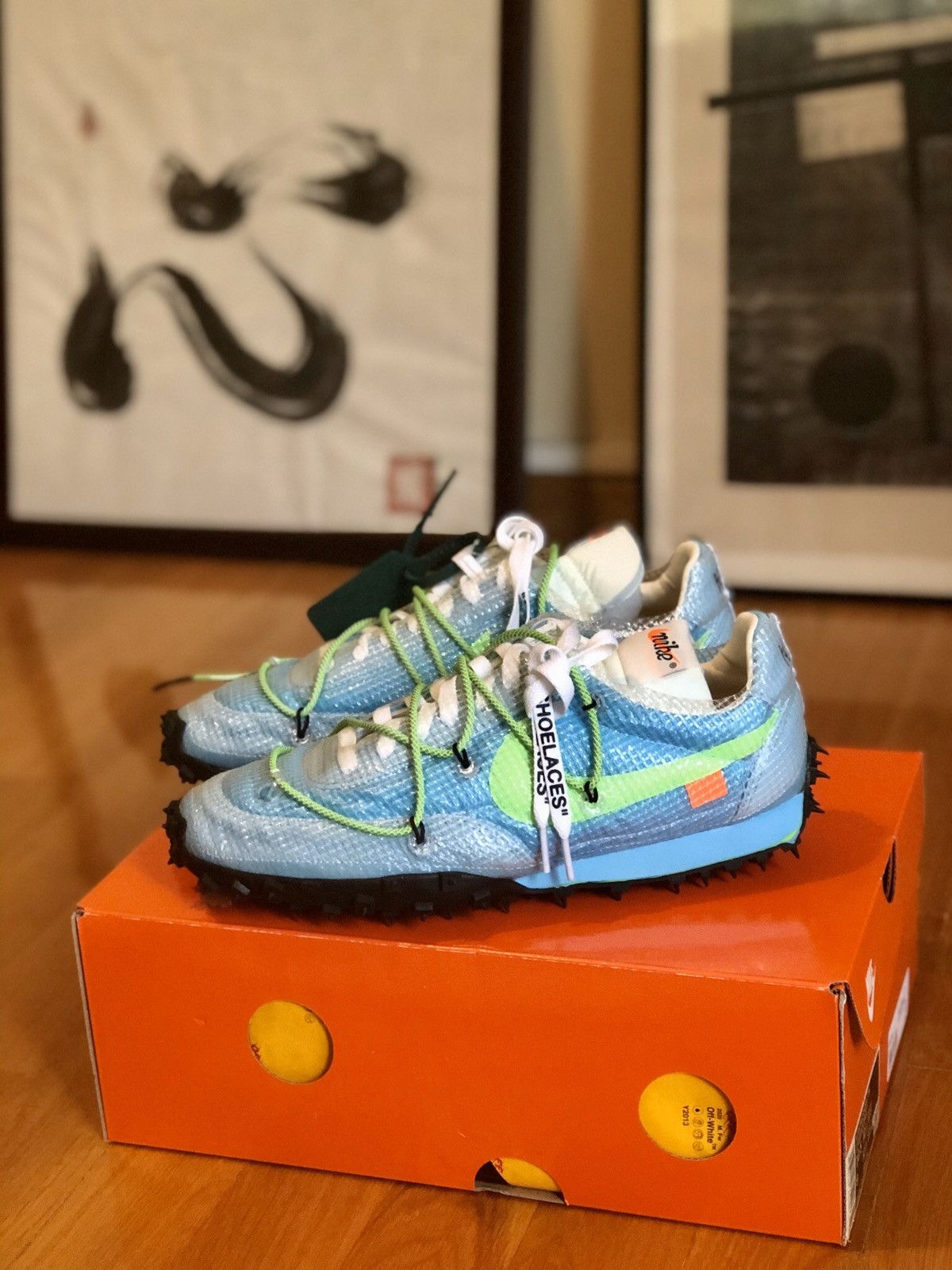 image of Nike X Off-White Virgil Abloh Waffle Racer Sp Vivid Sky Shoes, Men's (Size 9)