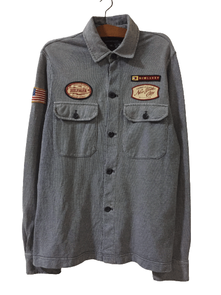 Image of Tommy Hilfiger Vintage Tommy Hilfinger American Classic Shirt in Grey, Men's (Size Small)