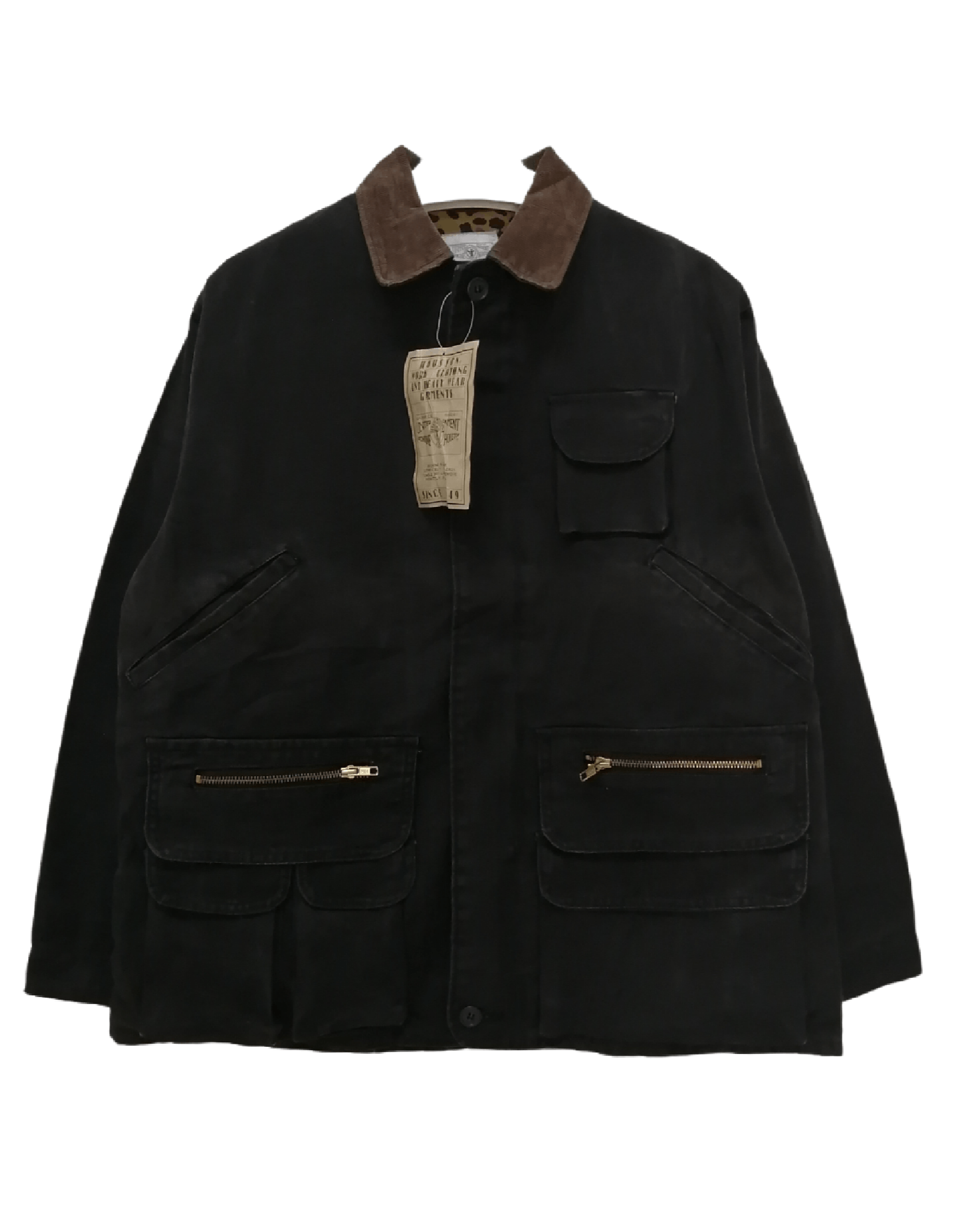 image of Vintage x Workers Houston Oversized Faded Design Worker Jacket in Faded Black, Men's (Size Medium)