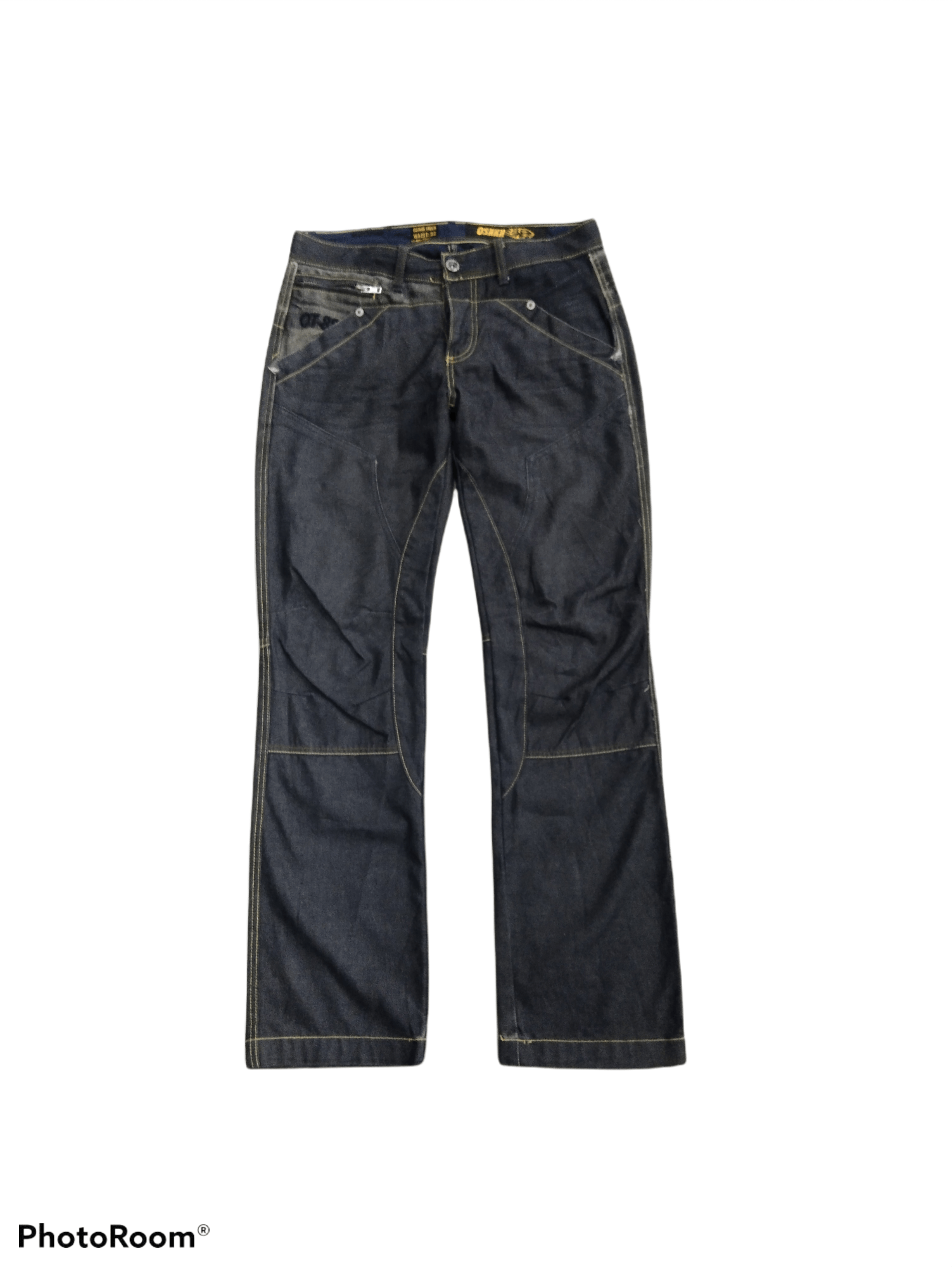 image of Avant Garde Osaka Tiger Double Knee Denim Pants in Blue Black, Men's (Size 32)