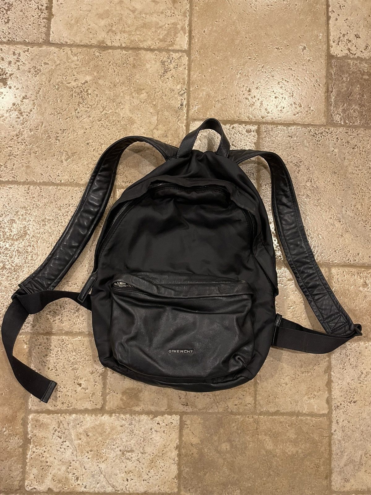 image of Givenchy Studded Black Leather / Nylon Backpack, Men's