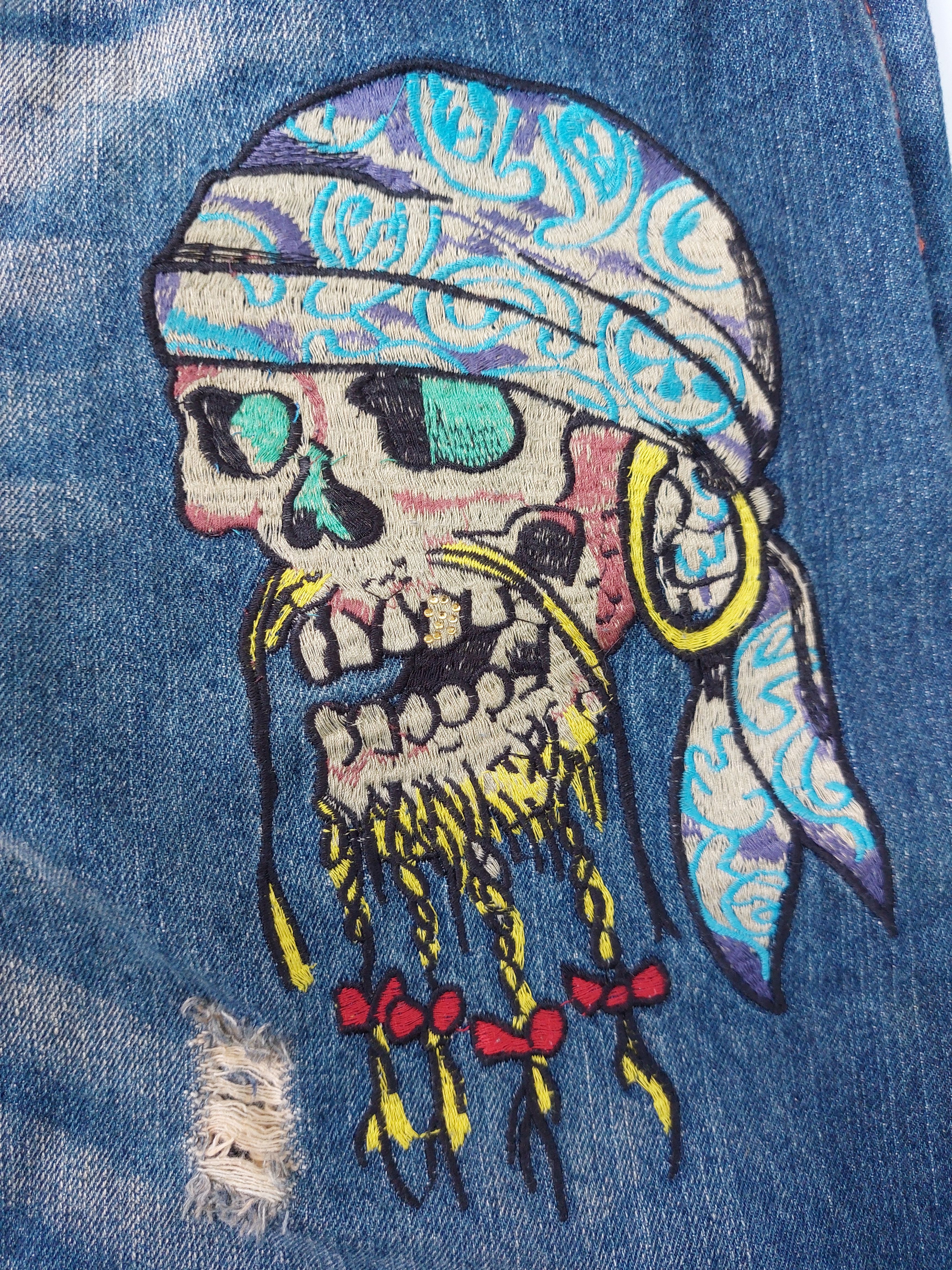Christian Audigier ED HARDY by CHRISTIAN AUDIGIER distressed embroidered denim Size US 36 / EU 52 - 2 Thumbnail