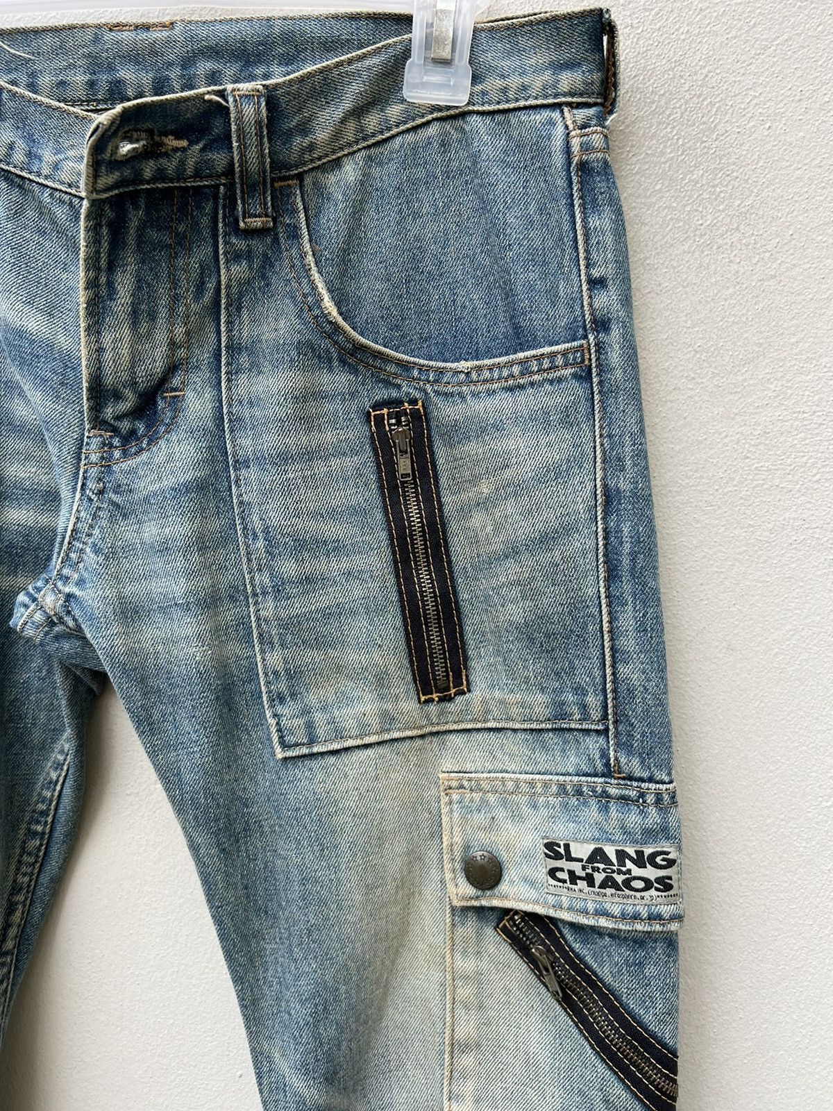 Vintage RNA Slang From Chaos Distressed Zippers Cargo Denim Size US 31 - 12 Thumbnail