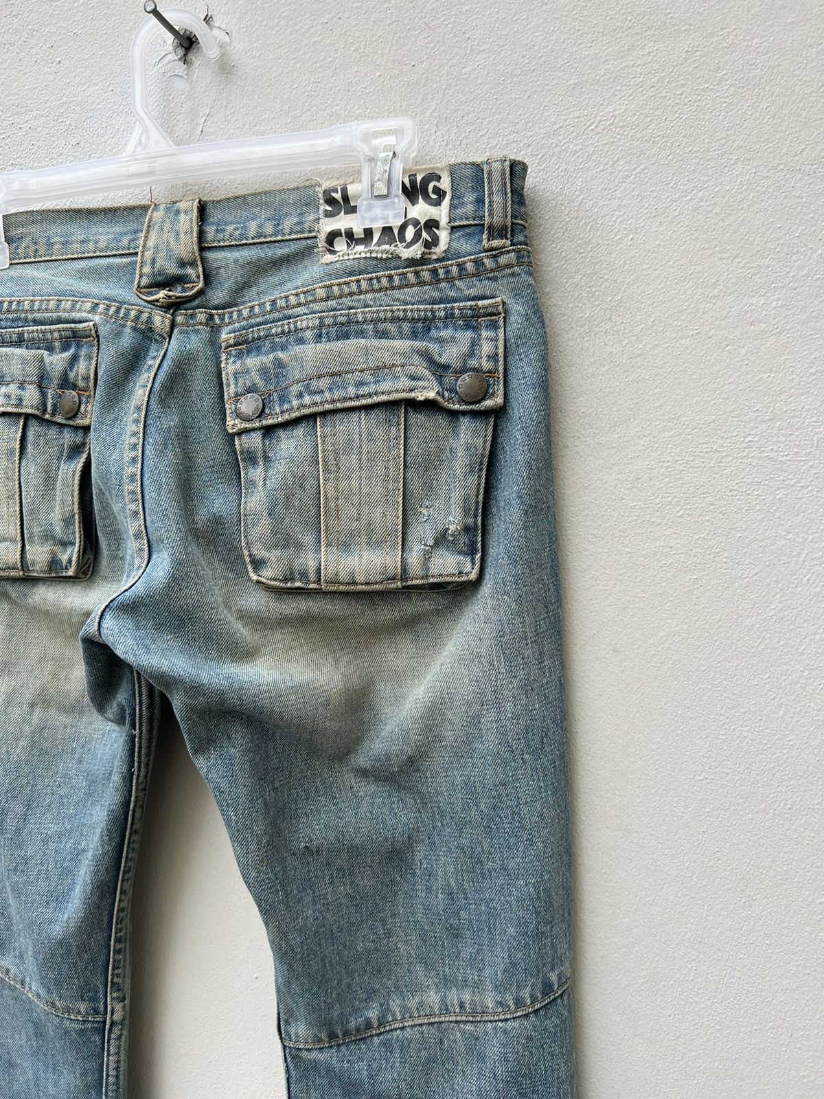 Vintage RNA Slang From Chaos Distressed Zippers Cargo Denim Size US 31 - 20 Thumbnail