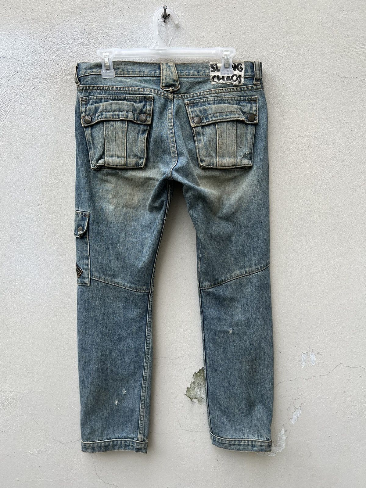 Vintage RNA Slang From Chaos Distressed Zippers Cargo Denim Size US 31 - 16 Thumbnail
