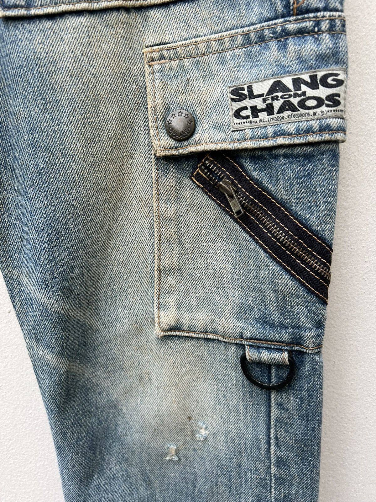 Vintage RNA Slang From Chaos Distressed Zippers Cargo Denim Size US 31 - 13 Thumbnail