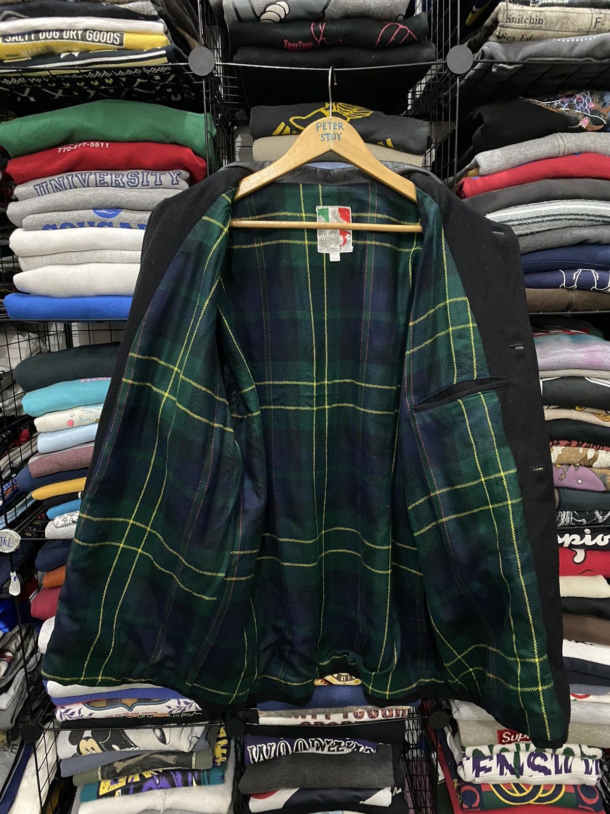 Japanese Brand Corsaire wool jacket leather collar Size US L / EU 52-54 / 3 - 3 Thumbnail