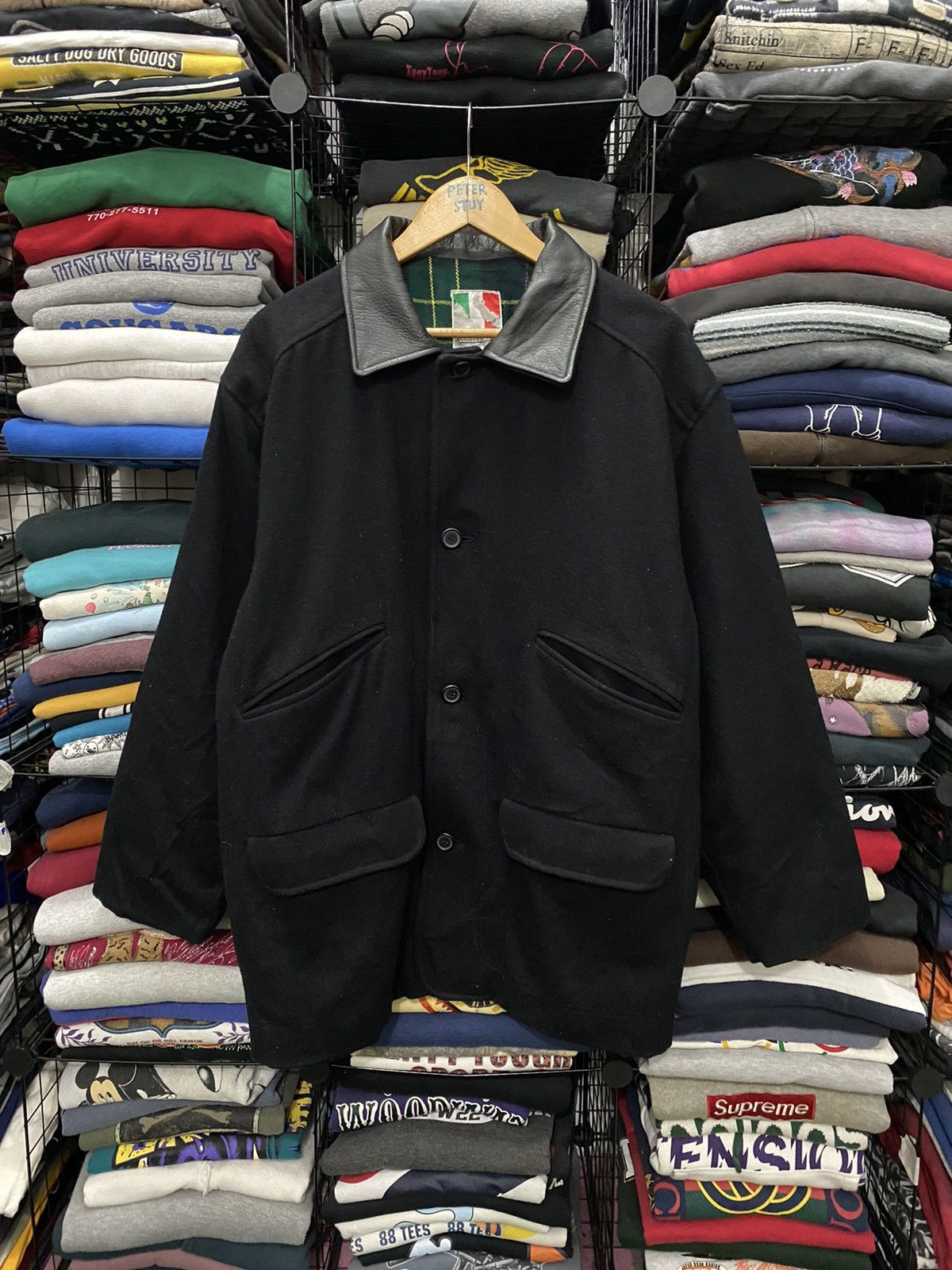 Japanese Brand Corsaire wool jacket leather collar Size US L / EU 52-54 / 3 - 1 Thumbnail
