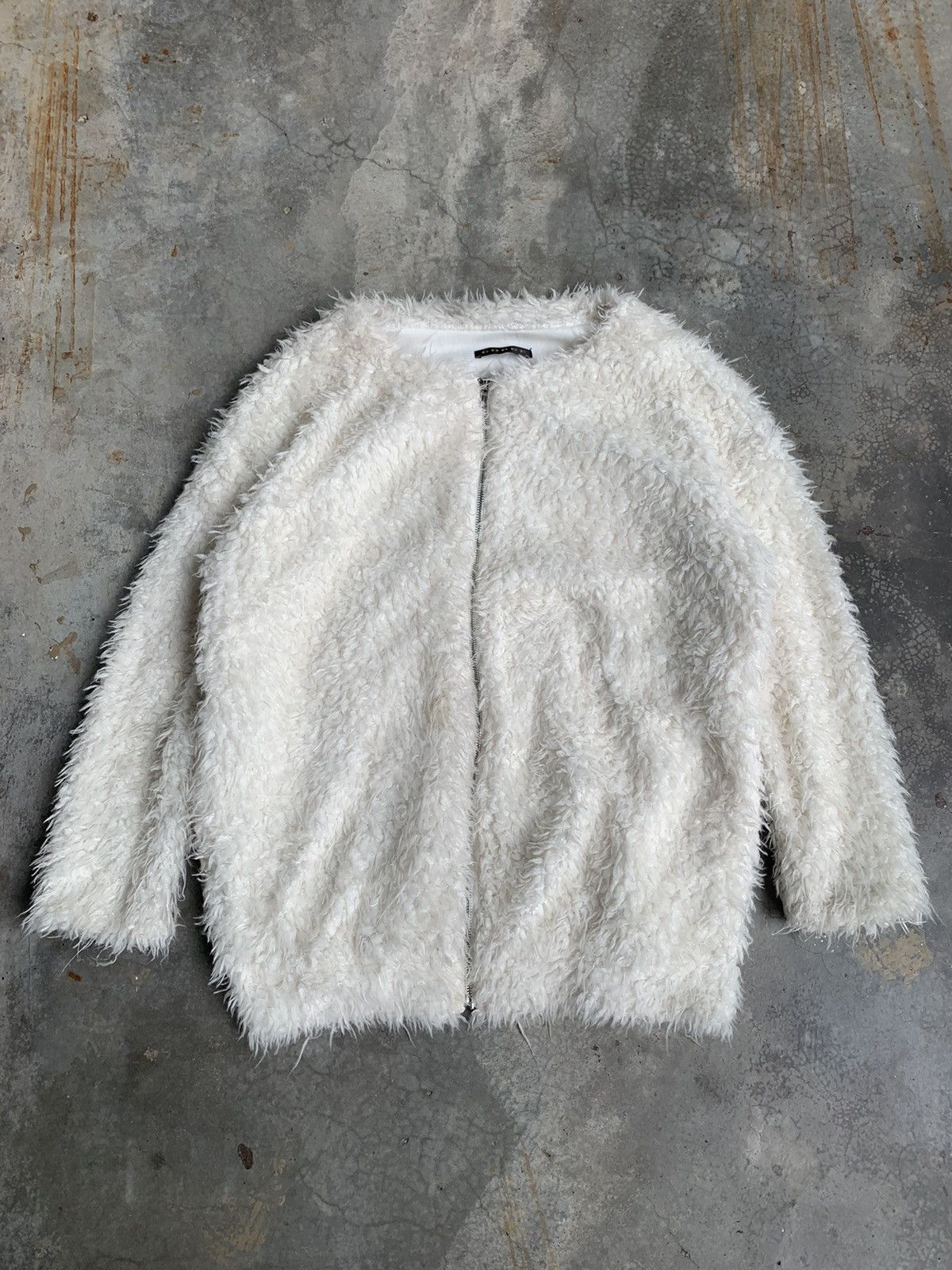 image of Avant Garde Japanesebrand Gorge Hairy Mohair Zip Jacket in White, Men's (Size Medium)