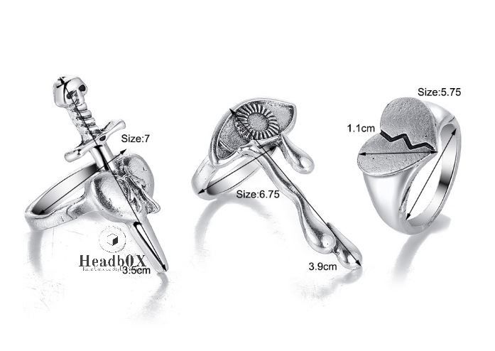 Jewelry 3 PCS Set Eye Finger Ring Size ONE SIZE - 4 Thumbnail