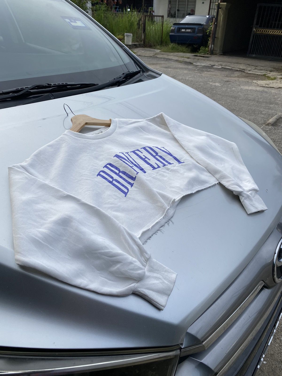 Japanese Brand Vintage Dukkah Bravery spellout crop top oversize sweater Size XS / US 0-2 / IT 36-38 - 6 Thumbnail