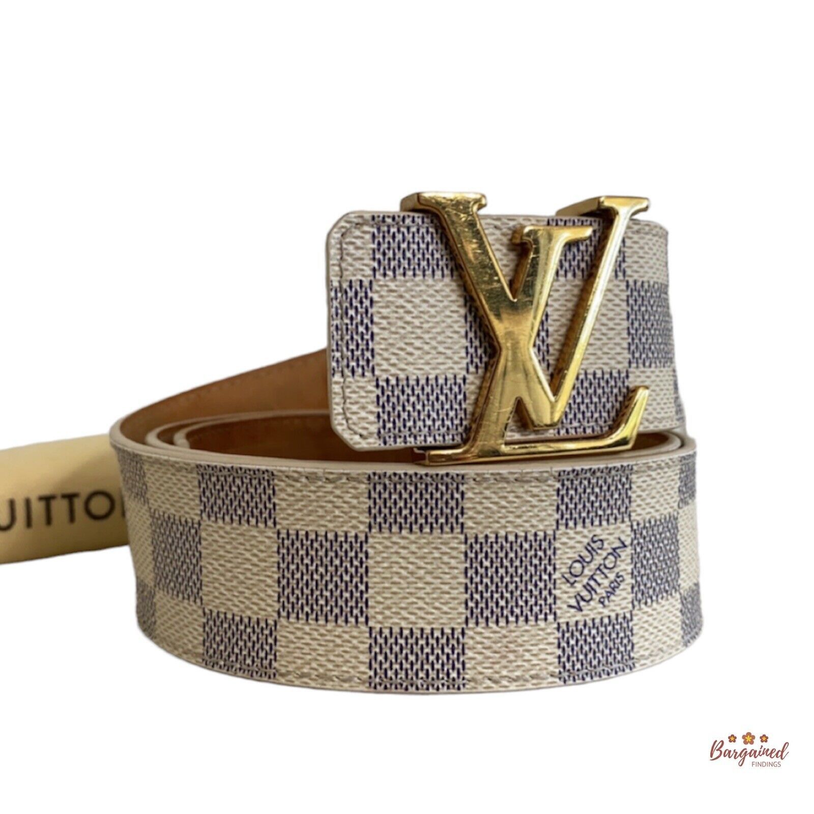 LOUIS VUITTON DAMIER AZUR LV INITIALS BELT – Goldandbags