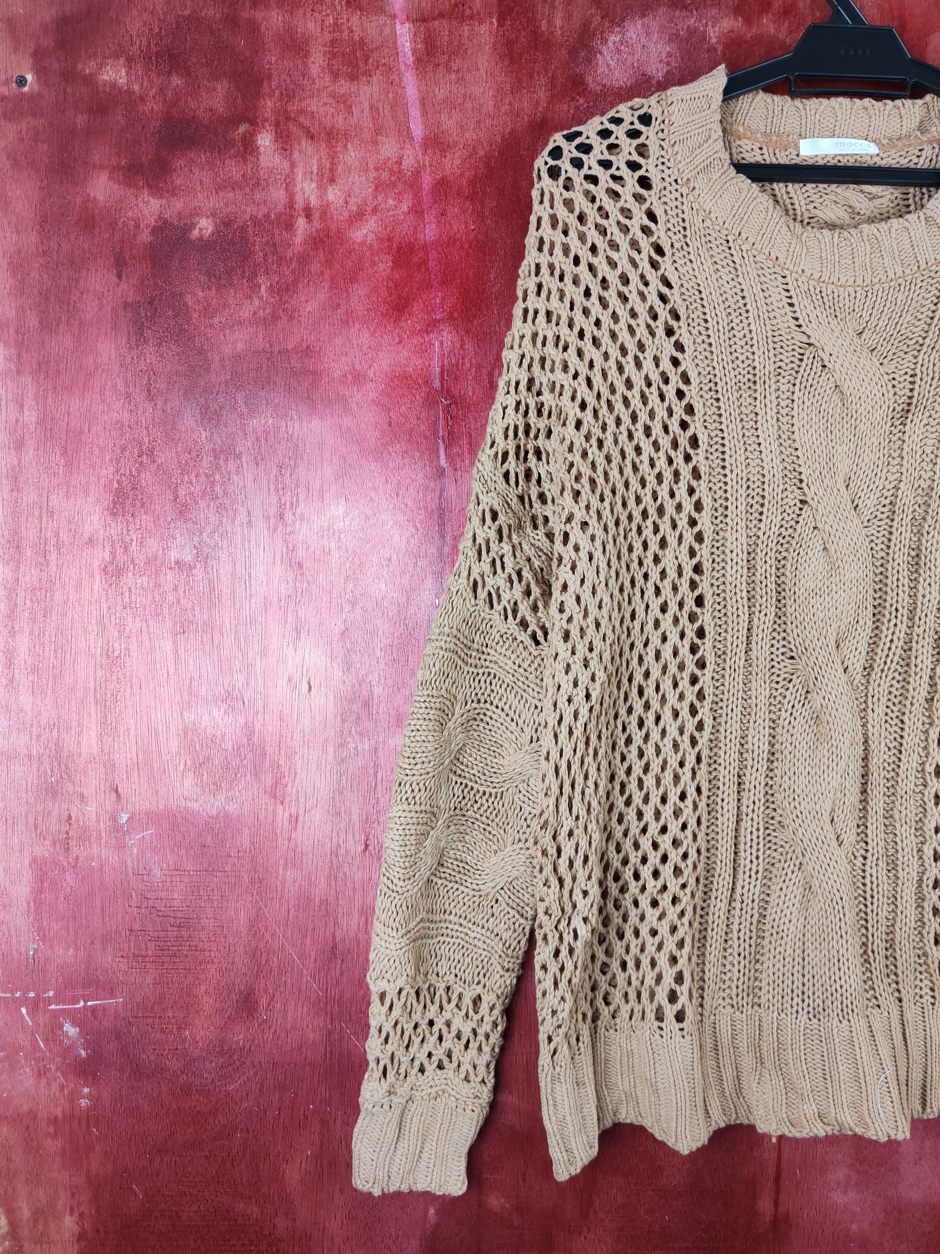 Grailed × Homespun Knitwear × Japanese Brand Mocca Brown Crochet Meshnet Knitwear Sweatshirt #S994 Size L / US 10 / IT 46 - 3 Thumbnail