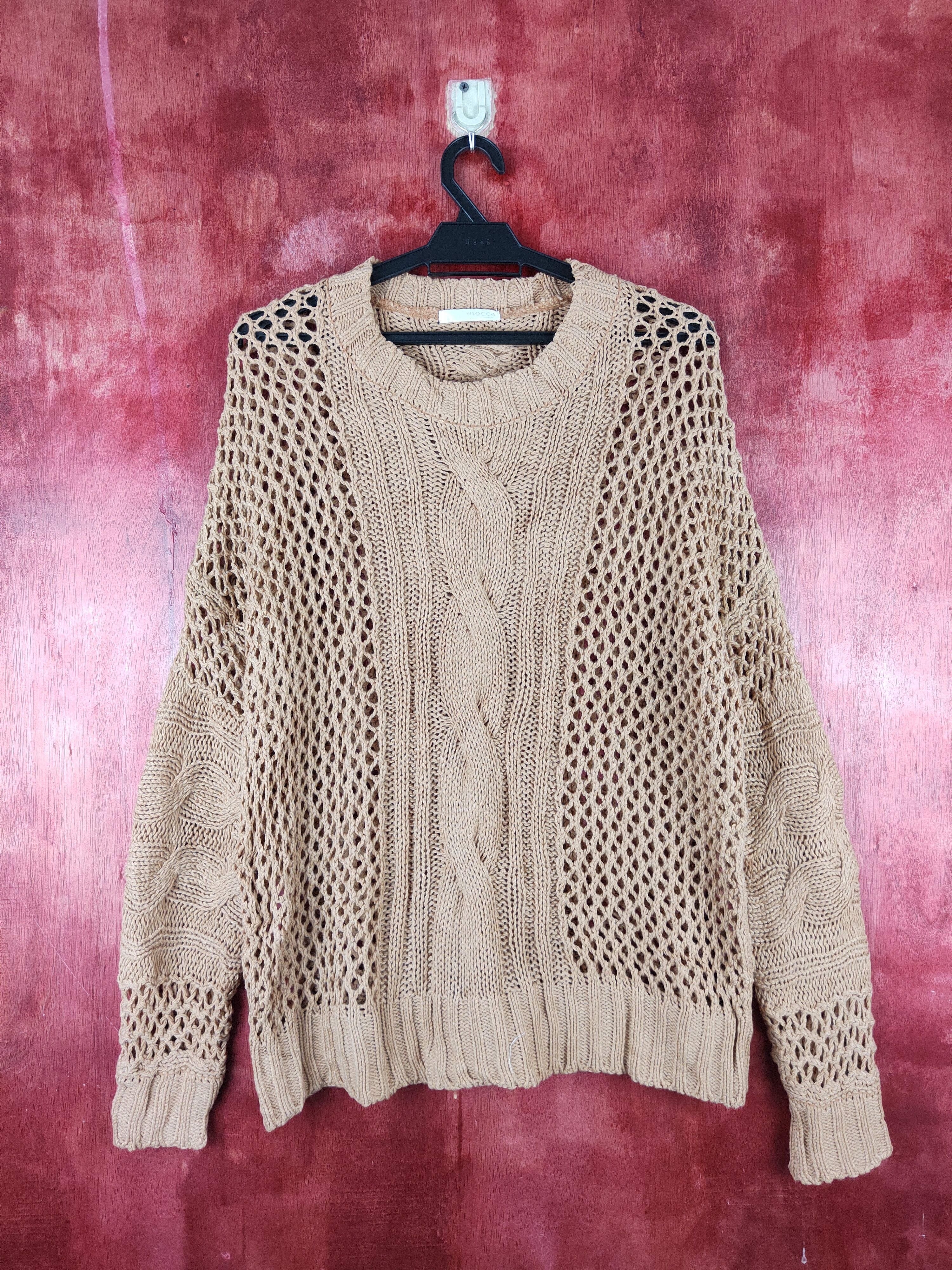 Grailed × Homespun Knitwear × Japanese Brand Mocca Brown Crochet Meshnet Knitwear Sweatshirt #S994 Size L / US 10 / IT 46 - 1 Thumbnail