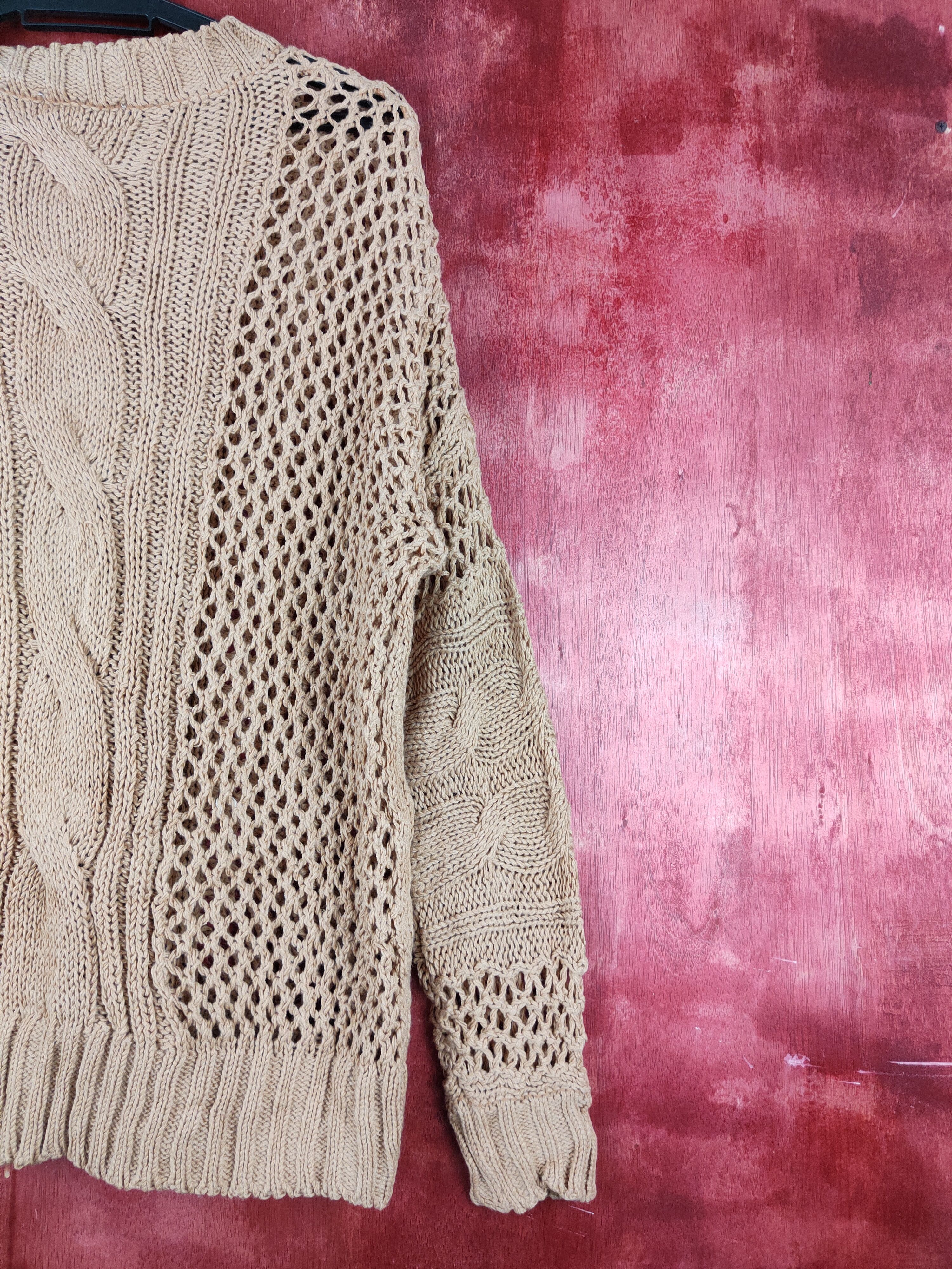 Grailed × Homespun Knitwear × Japanese Brand Mocca Brown Crochet Meshnet Knitwear Sweatshirt #S994 Size L / US 10 / IT 46 - 9 Thumbnail