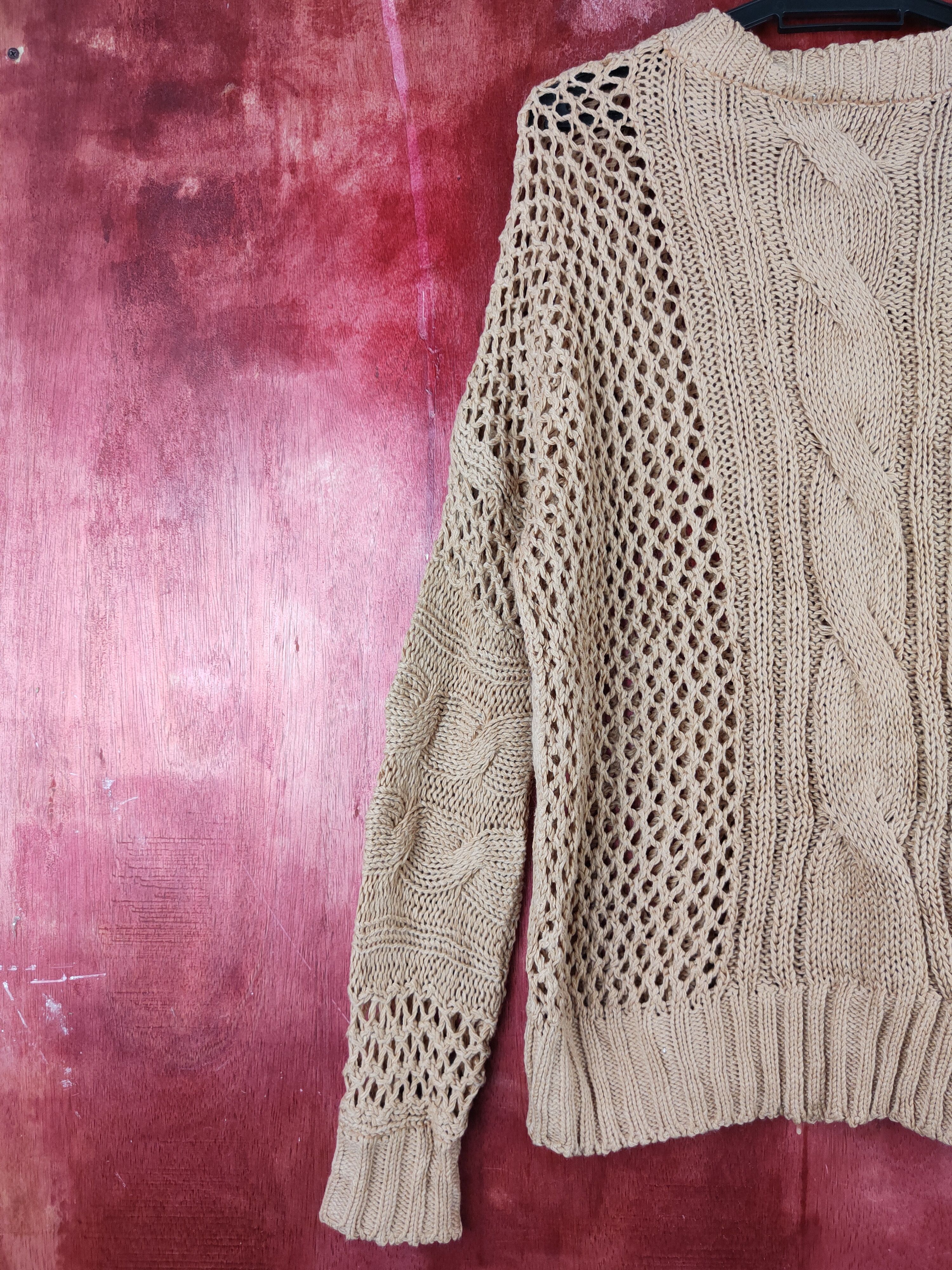 Grailed × Homespun Knitwear × Japanese Brand Mocca Brown Crochet Meshnet Knitwear Sweatshirt #S994 Size L / US 10 / IT 46 - 8 Thumbnail