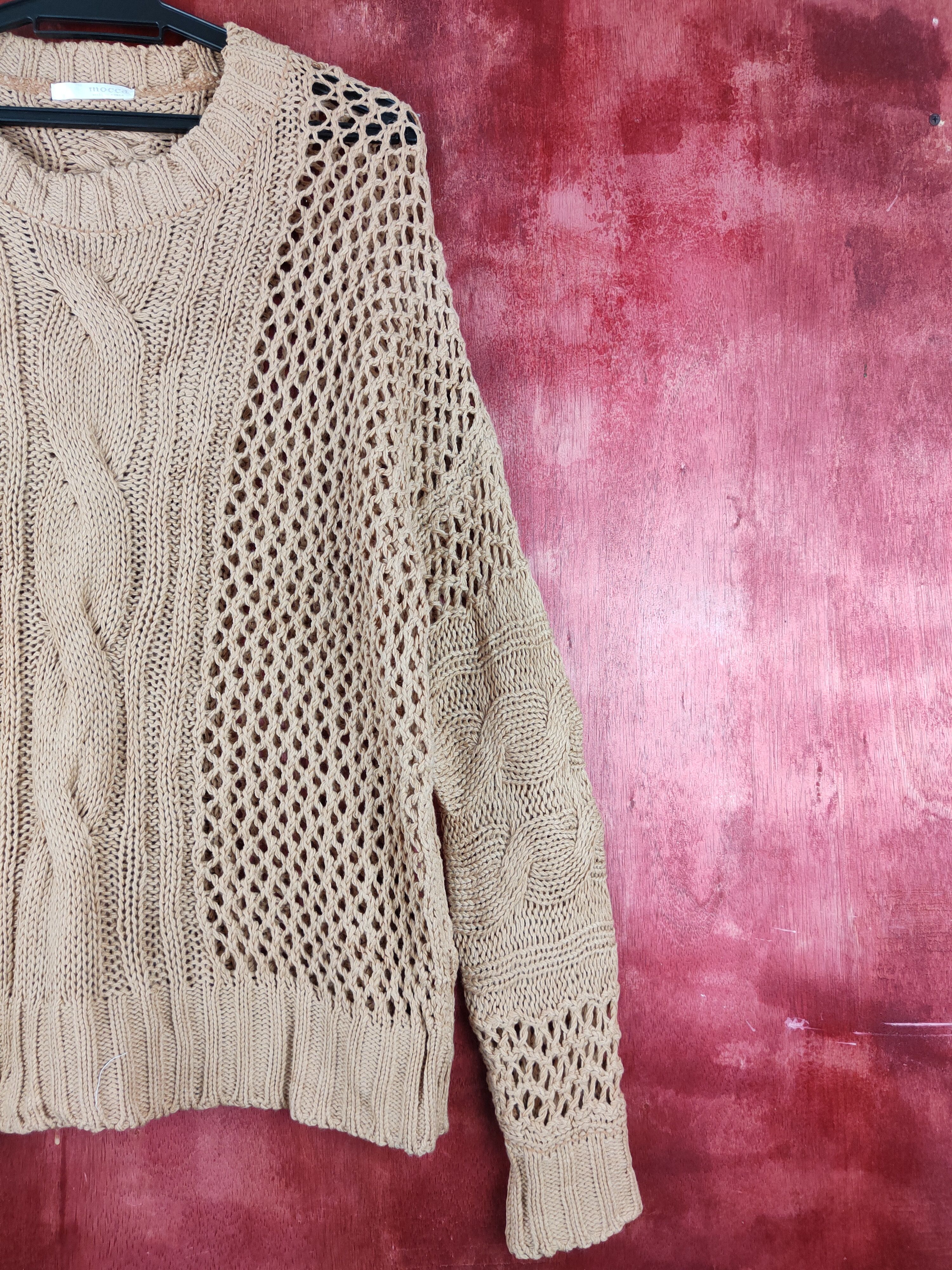 Grailed × Homespun Knitwear × Japanese Brand Mocca Brown Crochet Meshnet Knitwear Sweatshirt #S994 Size L / US 10 / IT 46 - 5 Thumbnail
