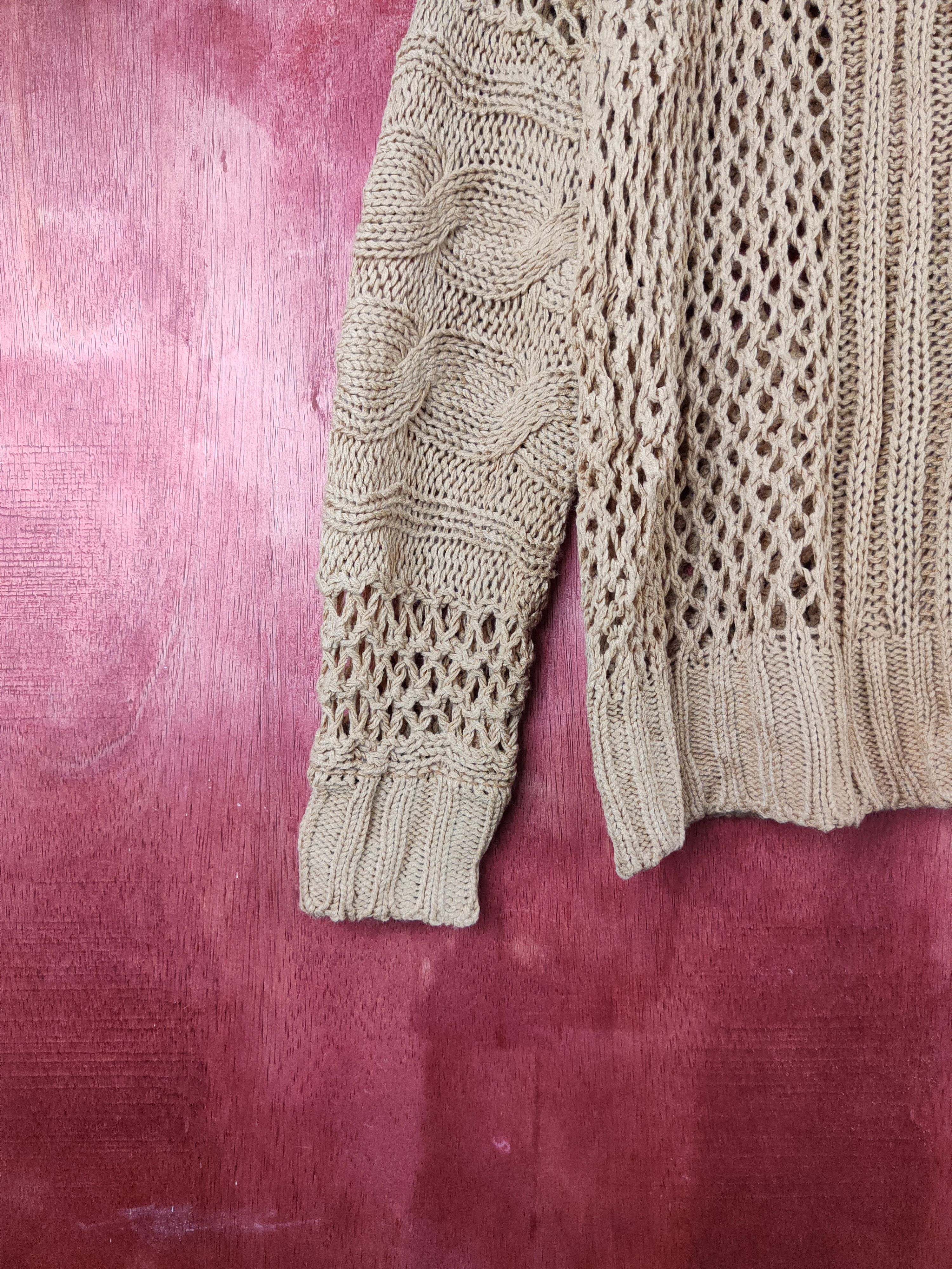 Grailed × Homespun Knitwear × Japanese Brand Mocca Brown Crochet Meshnet Knitwear Sweatshirt #S994 Size L / US 10 / IT 46 - 4 Thumbnail
