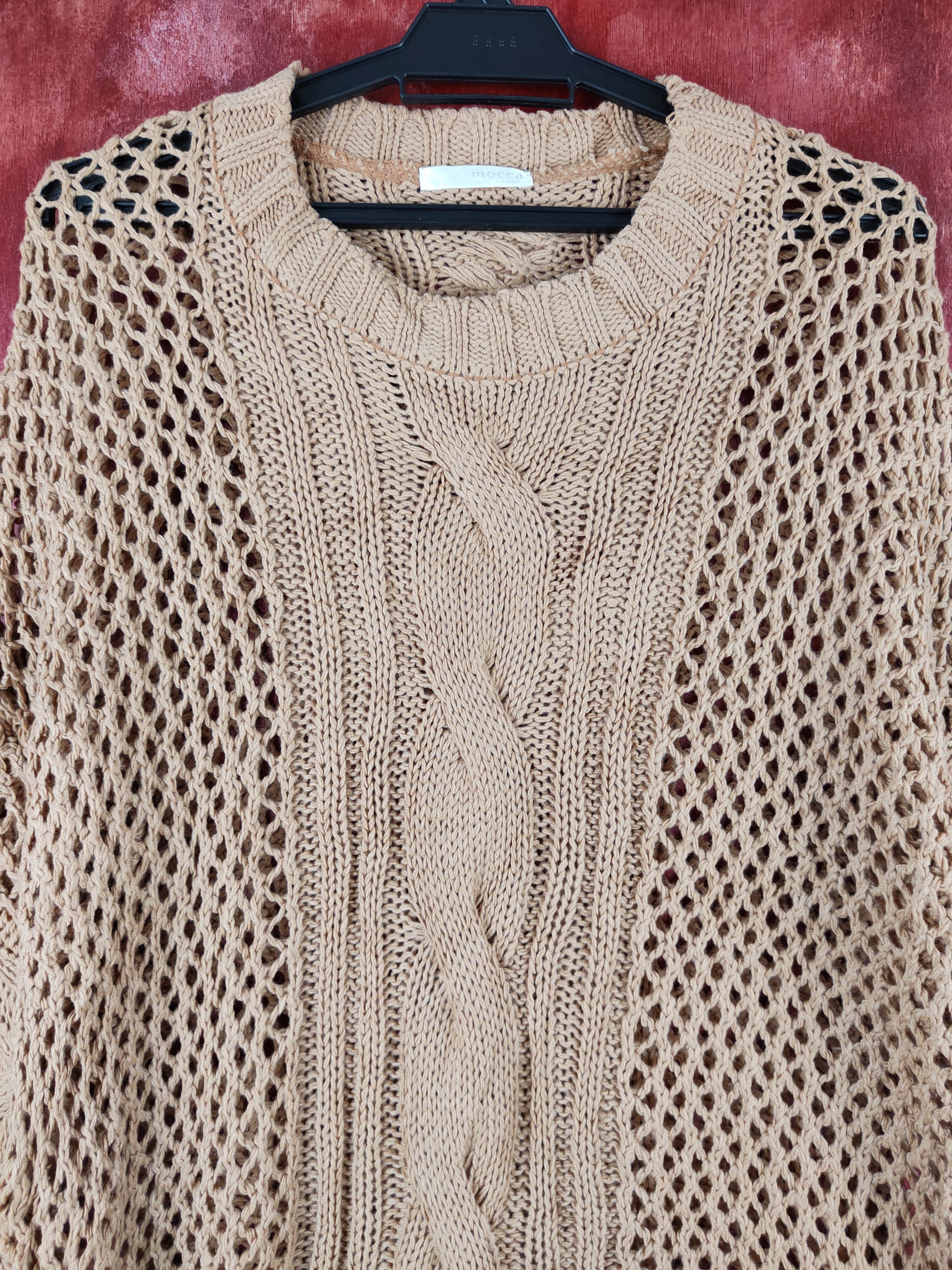 Grailed × Homespun Knitwear × Japanese Brand Mocca Brown Crochet Meshnet Knitwear Sweatshirt #S994 Size L / US 10 / IT 46 - 2 Thumbnail