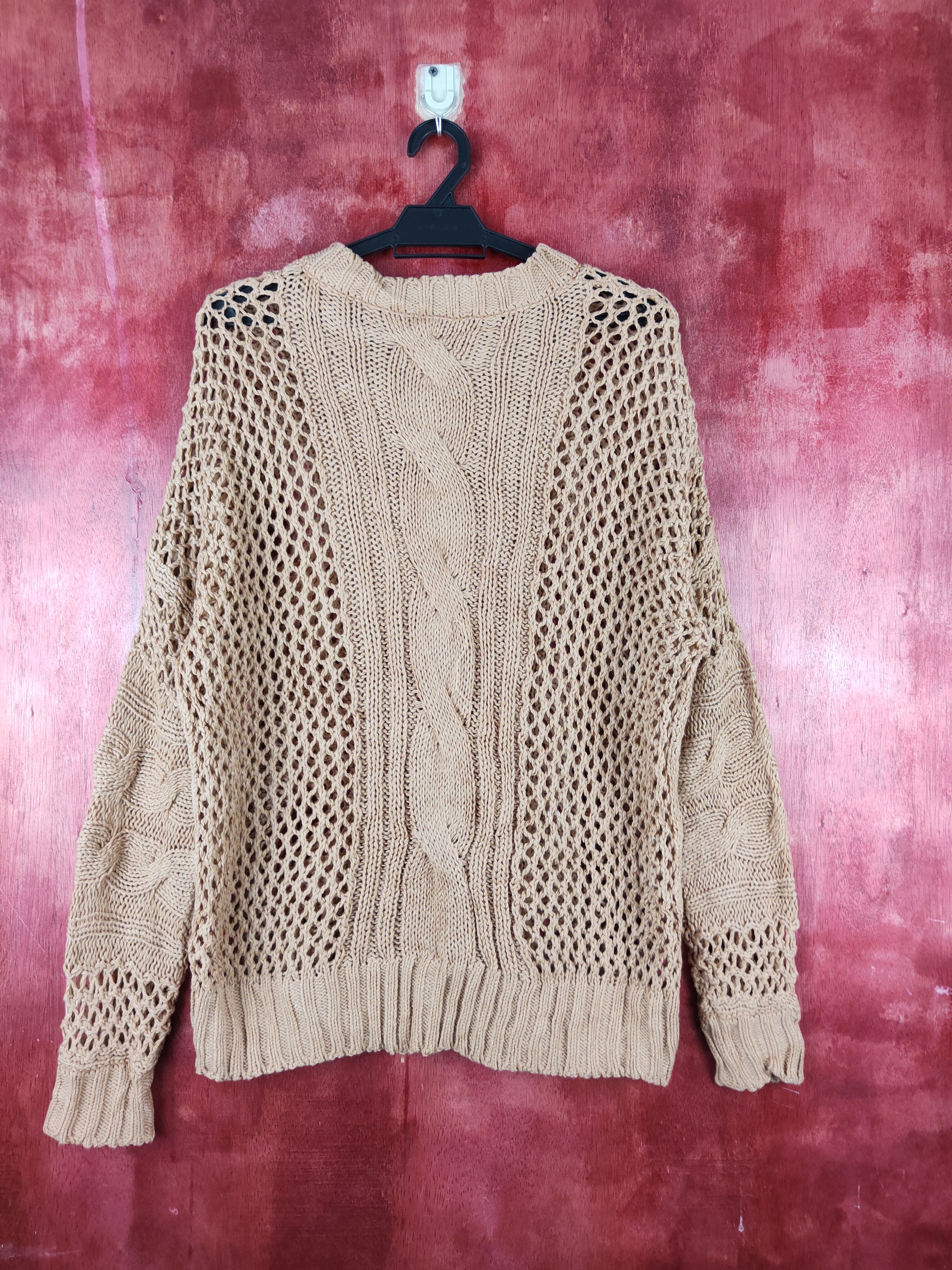 Grailed × Homespun Knitwear × Japanese Brand Mocca Brown Crochet Meshnet Knitwear Sweatshirt #S994 Size L / US 10 / IT 46 - 7 Thumbnail